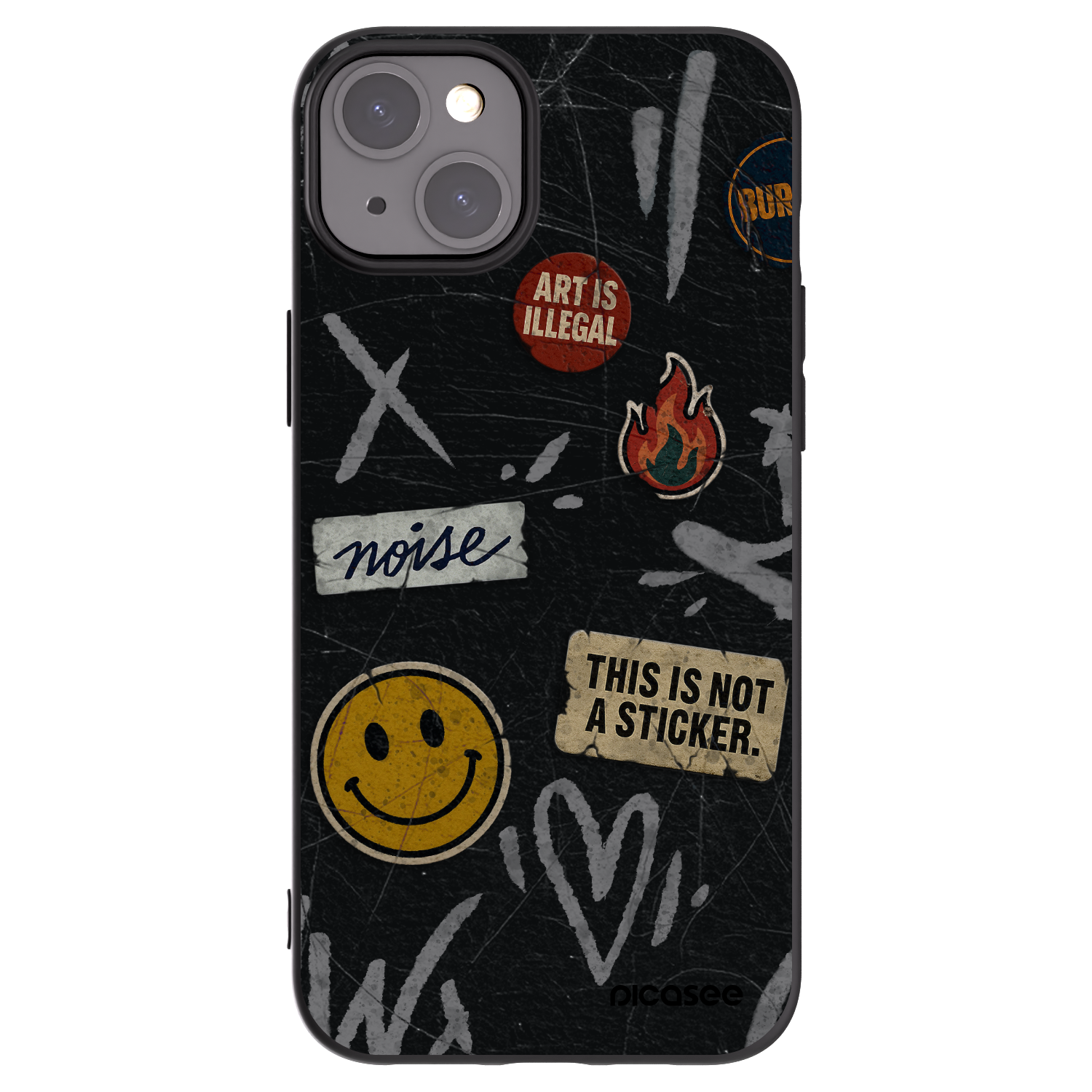 Picasee Μαύρη θήκη σιλικόνης για Apple iPhone 15 Plus - STICKERS x TAGS