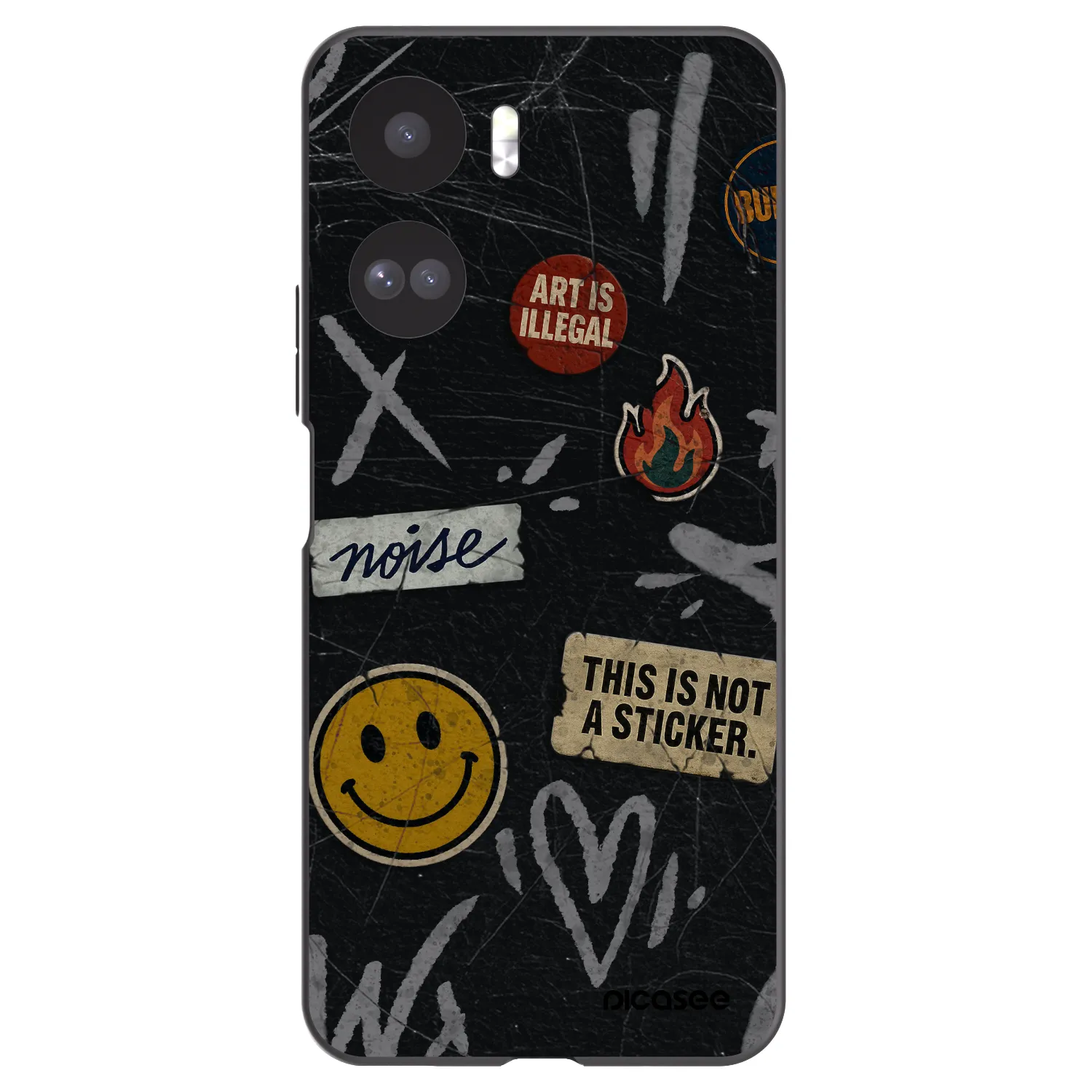 Picasee Μαύρη θήκη σιλικόνης για Honor 90 Lite 5G - STICKERS x TAGS