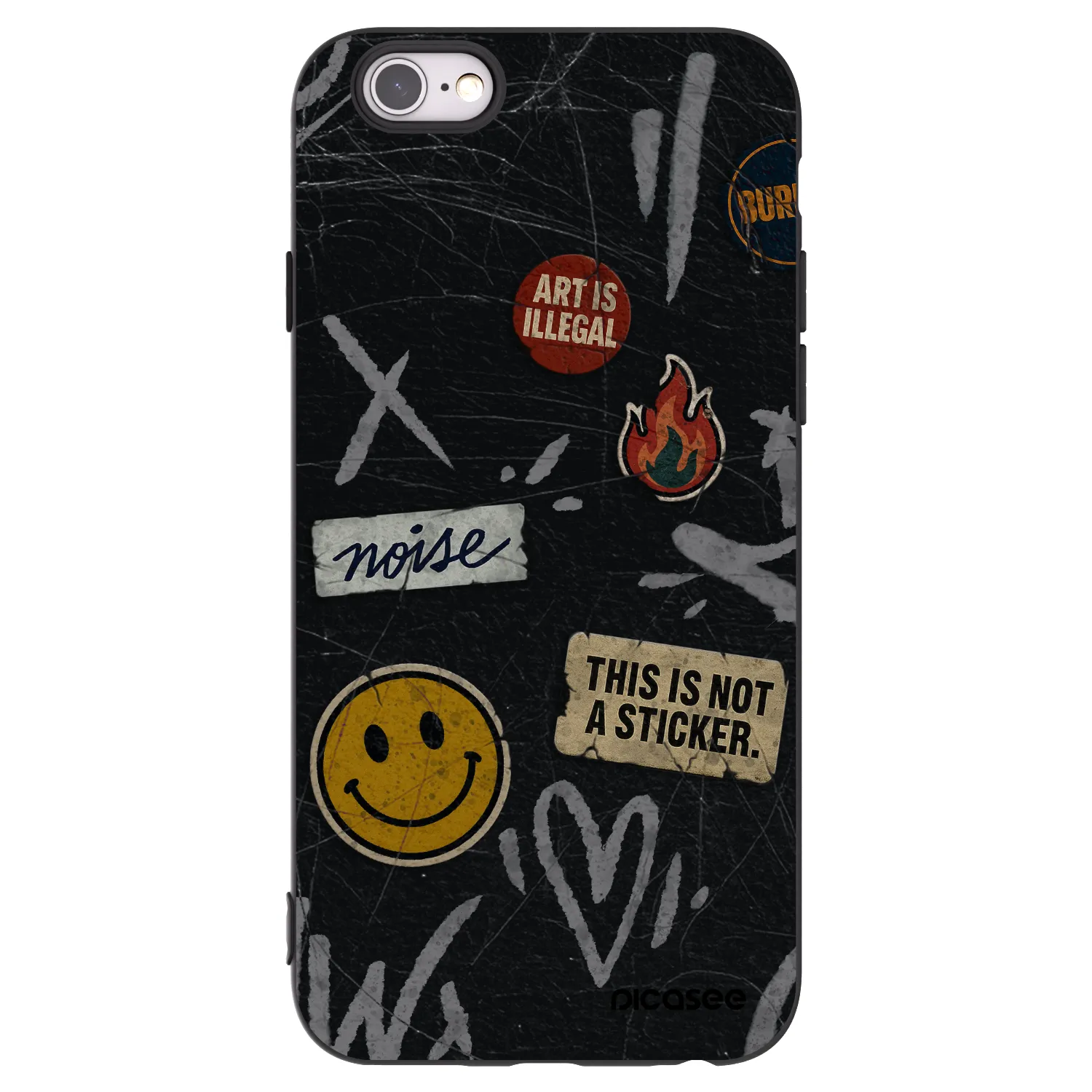 Picasee Μαύρη θήκη σιλικόνης για Apple iPhone 6/6S - STICKERS x TAGS