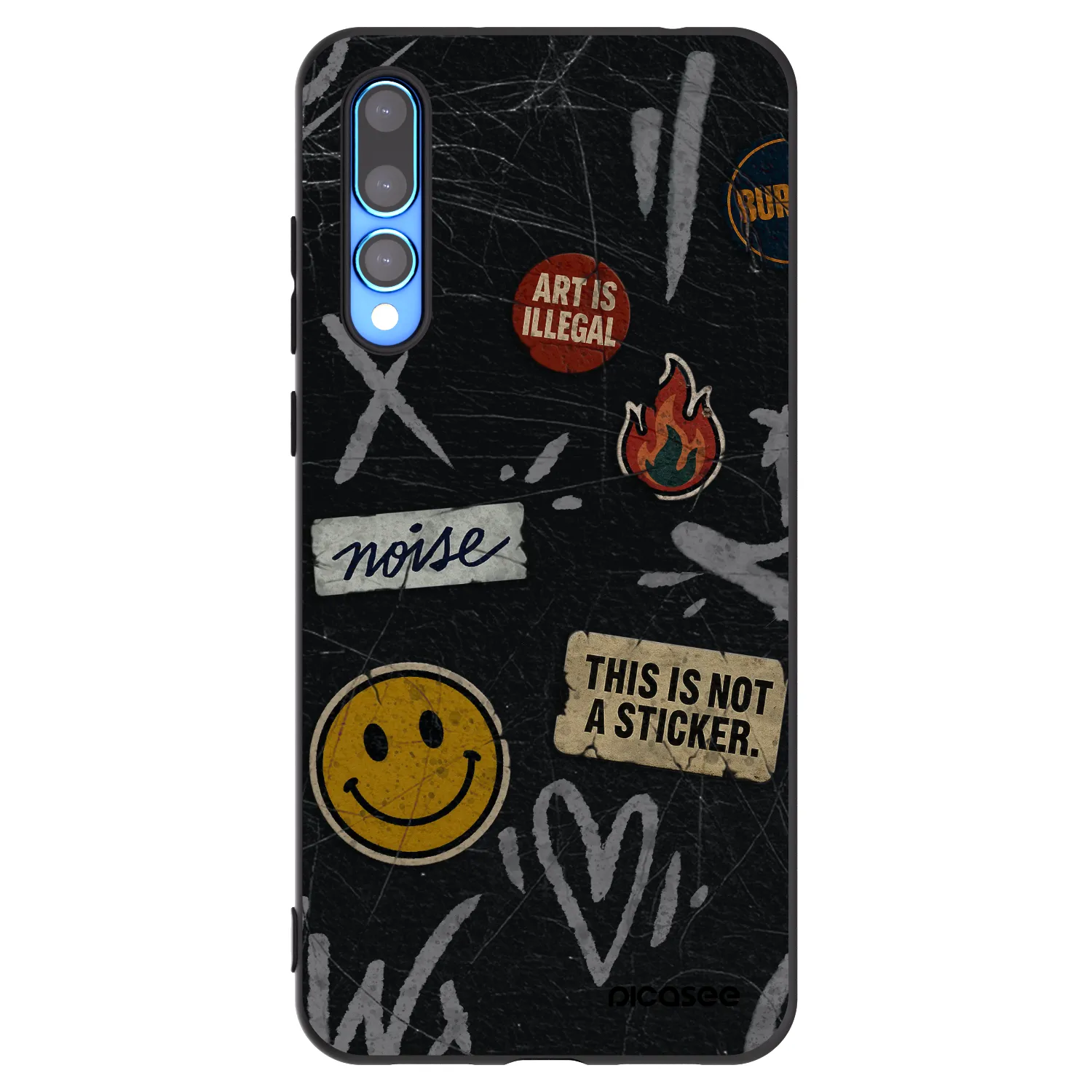 Picasee Μαύρη θήκη σιλικόνης για Huawei P20 Pro - STICKERS x TAGS