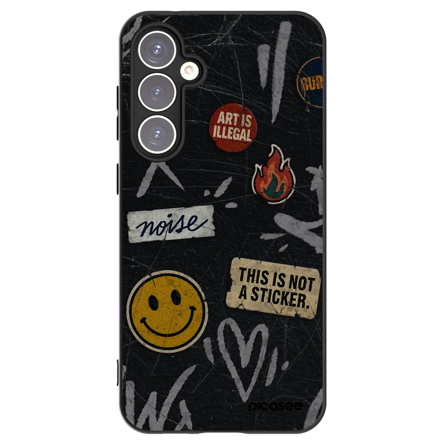 Picasee Μαύρη θήκη σιλικόνης για Samsung Galaxy S23 FE S711B - STICKERS x TAGS