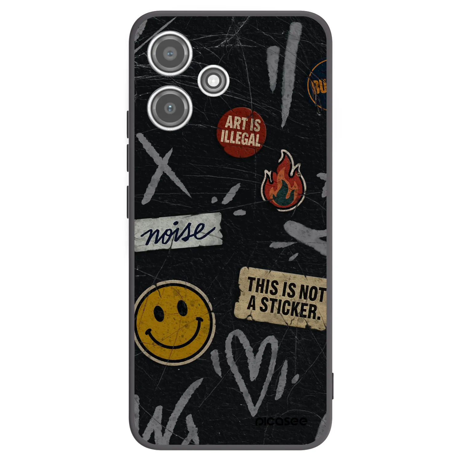 Picasee Μαύρη θήκη σιλικόνης για Xiaomi Redmi 12 5G - STICKERS x TAGS