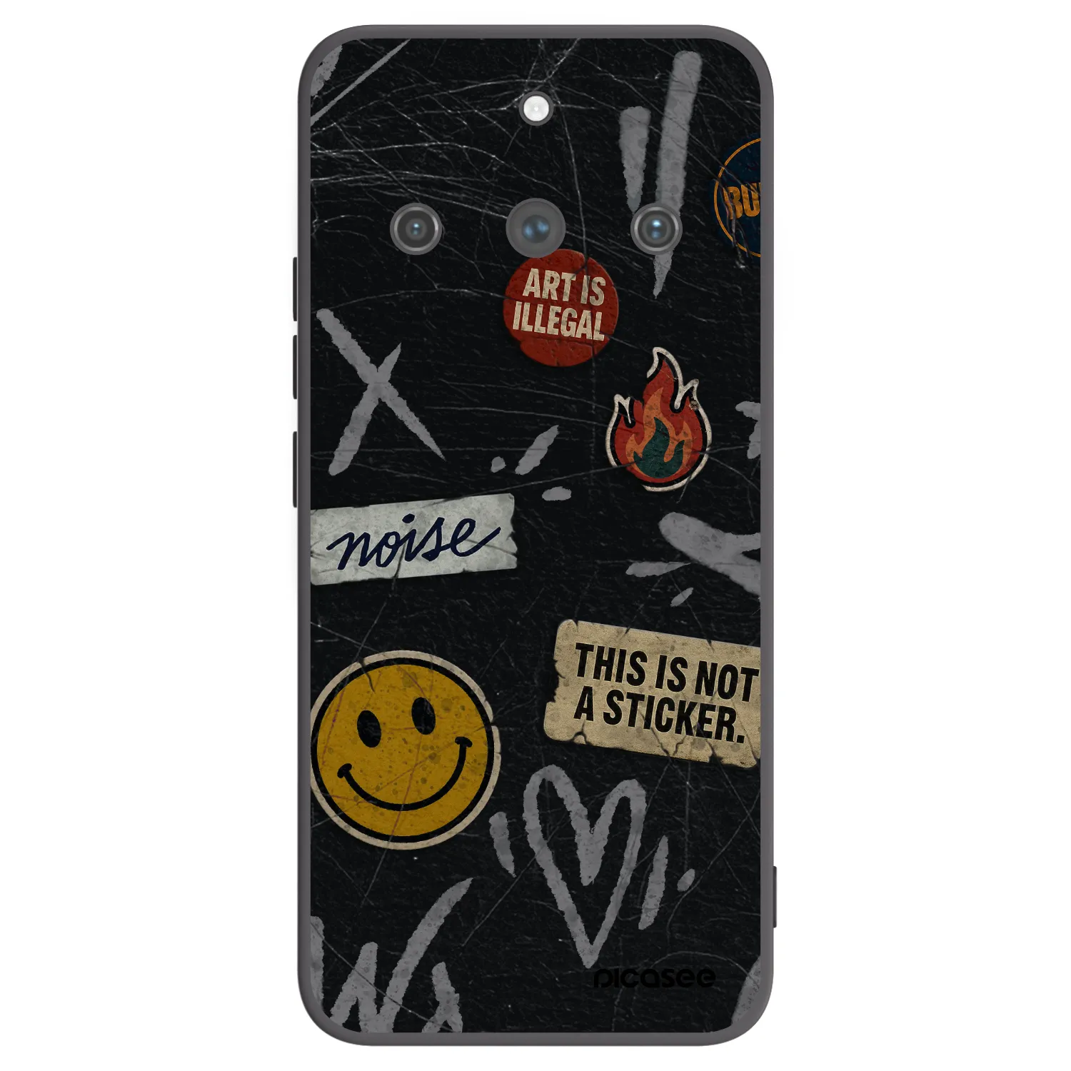 Picasee Μαύρη θήκη σιλικόνης για Realme 11 Pro+ - STICKERS x TAGS
