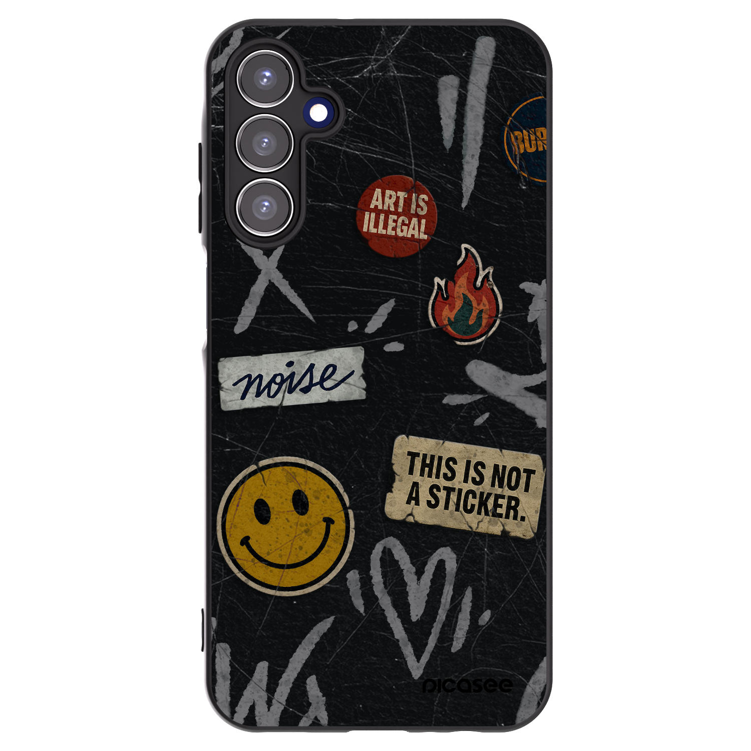 Picasee Μαύρη θήκη σιλικόνης για Samsung Galaxy A15 A156B 5G - STICKERS x TAGS