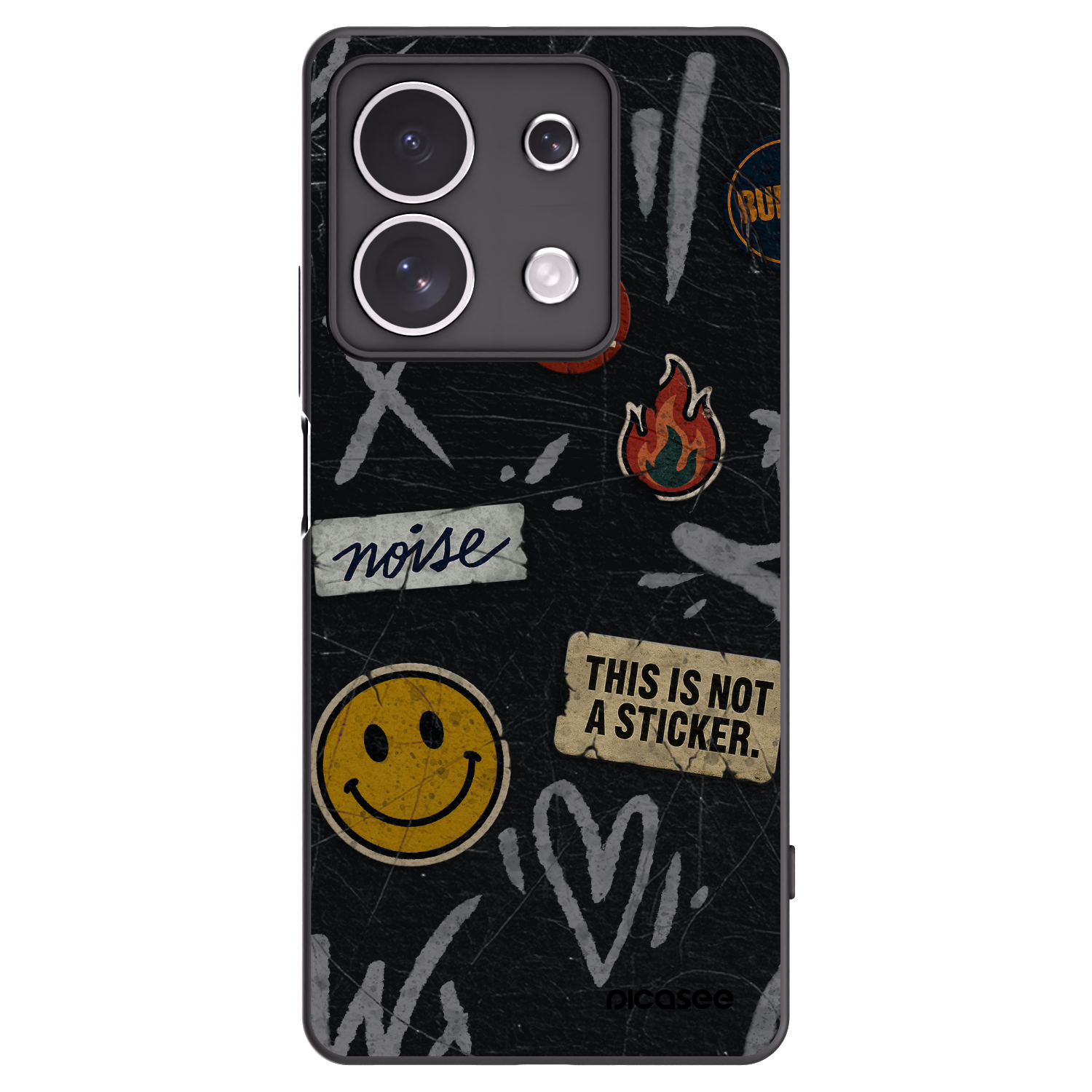 Picasee Μαύρη θήκη σιλικόνης για Xiaomi Redmi Note 13 4G - STICKERS x TAGS