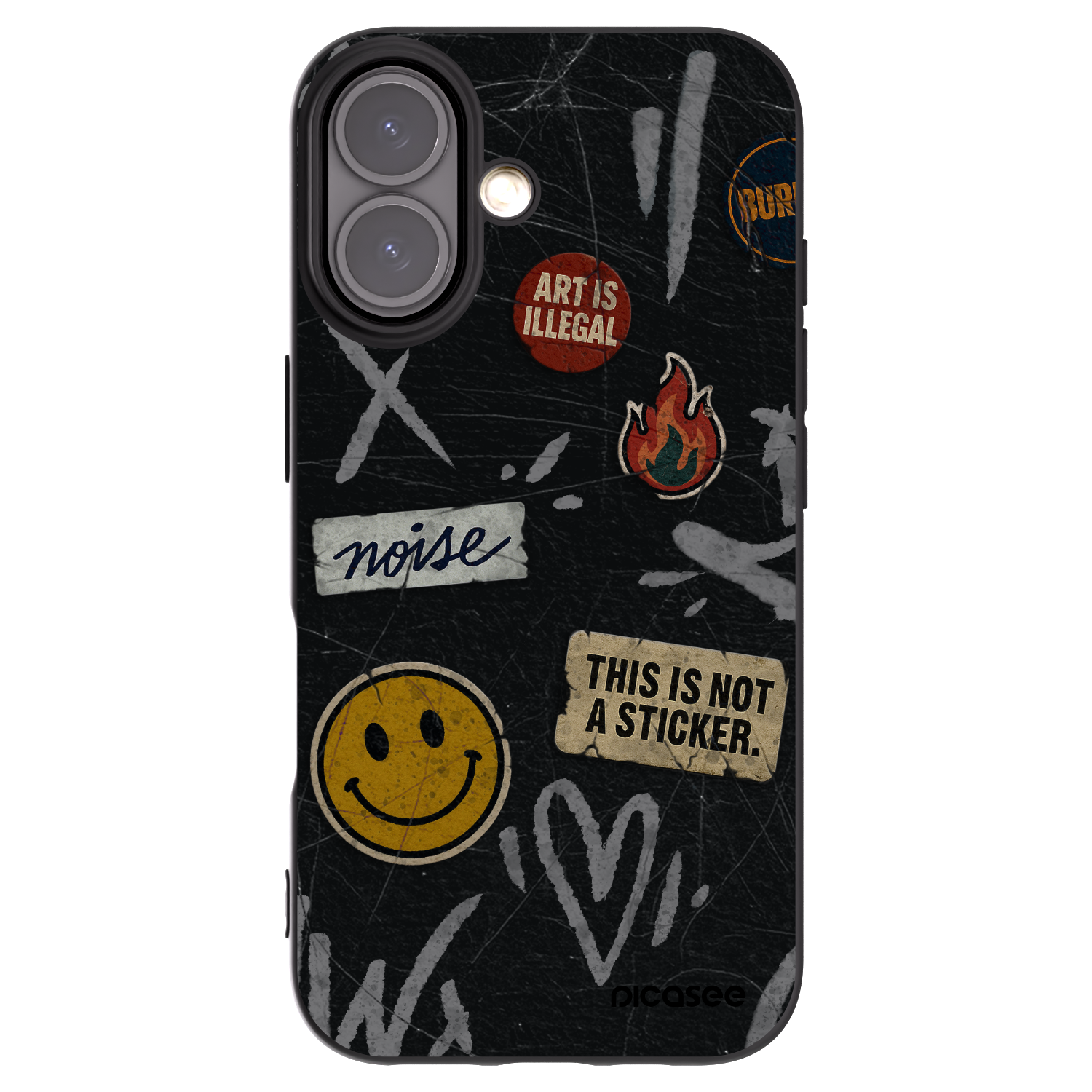 Picasee Μαύρη θήκη σιλικόνης για Apple iPhone 16 - STICKERS x TAGS