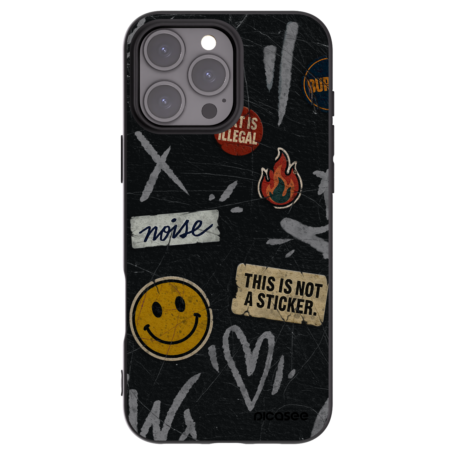 Picasee Μαύρη θήκη σιλικόνης για Apple iPhone 16 Pro Max - STICKERS x TAGS