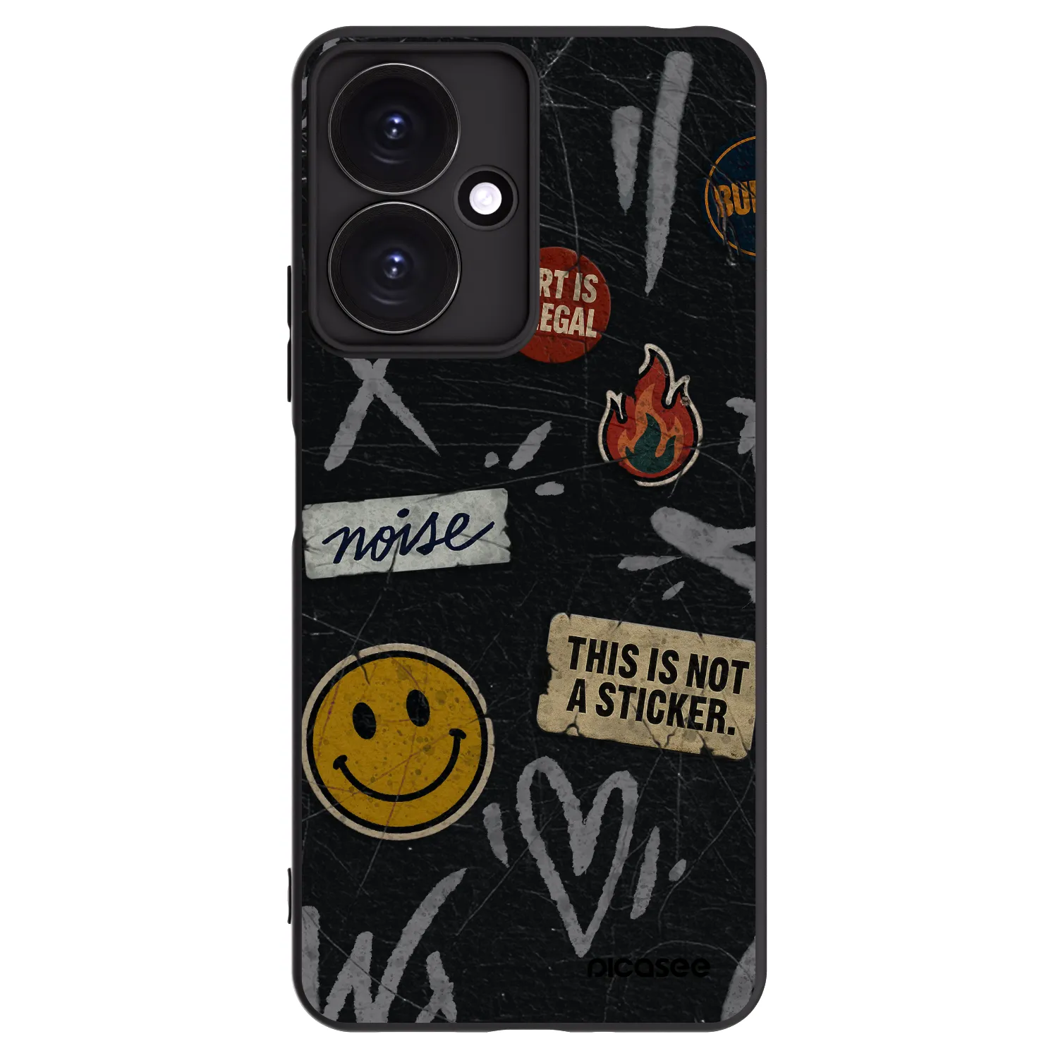 Picasee Μαύρη θήκη σιλικόνης για Xiaomi Redmi 13C 5G - STICKERS x TAGS