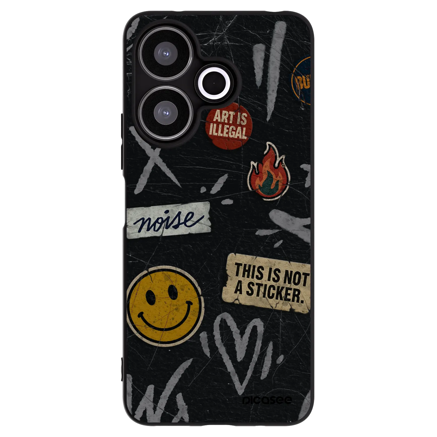 Picasee Μαύρη θήκη σιλικόνης για Xiaomi Redmi 13 4G - STICKERS x TAGS