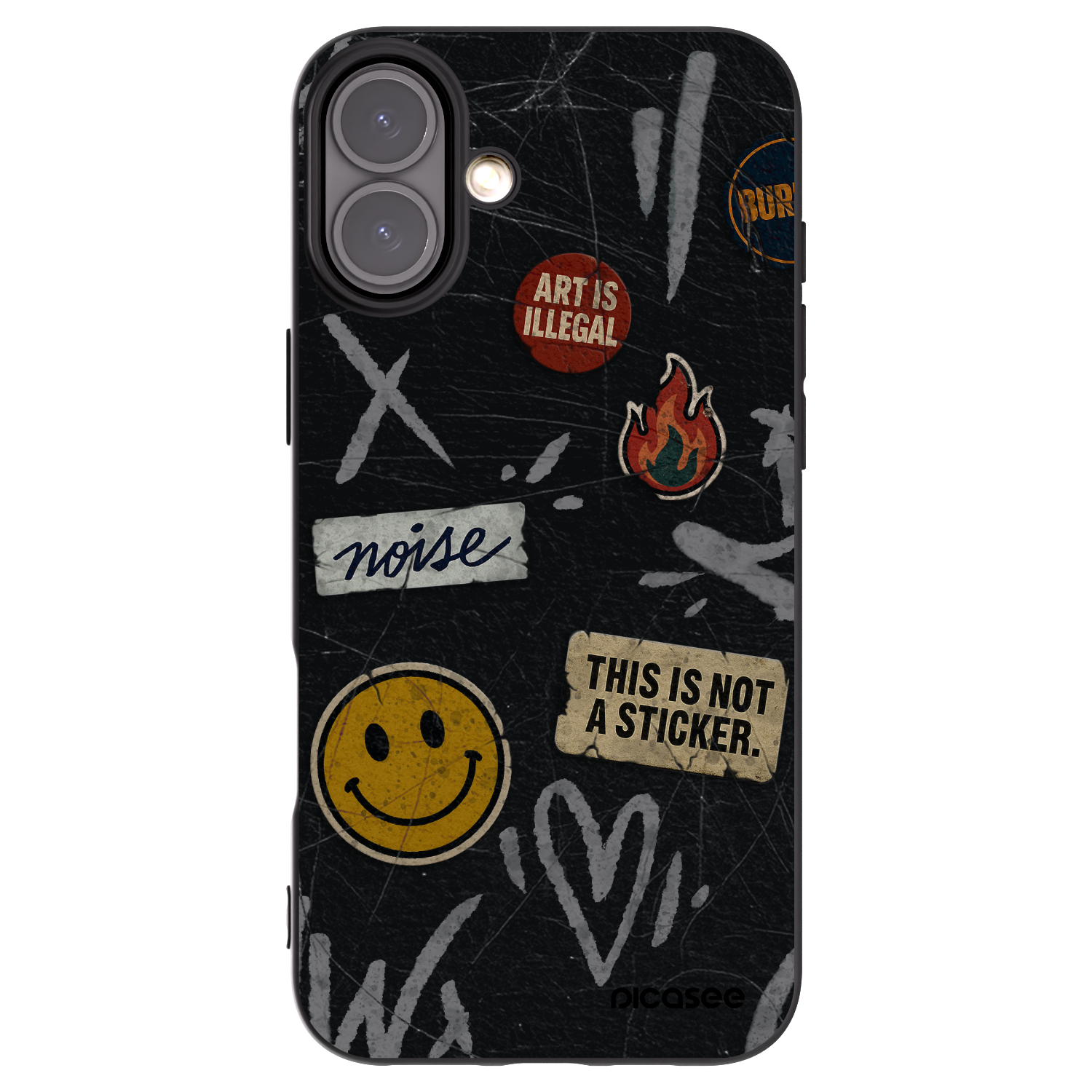 Picasee Μαύρη θήκη σιλικόνης για Apple iPhone 16 Plus - STICKERS x TAGS