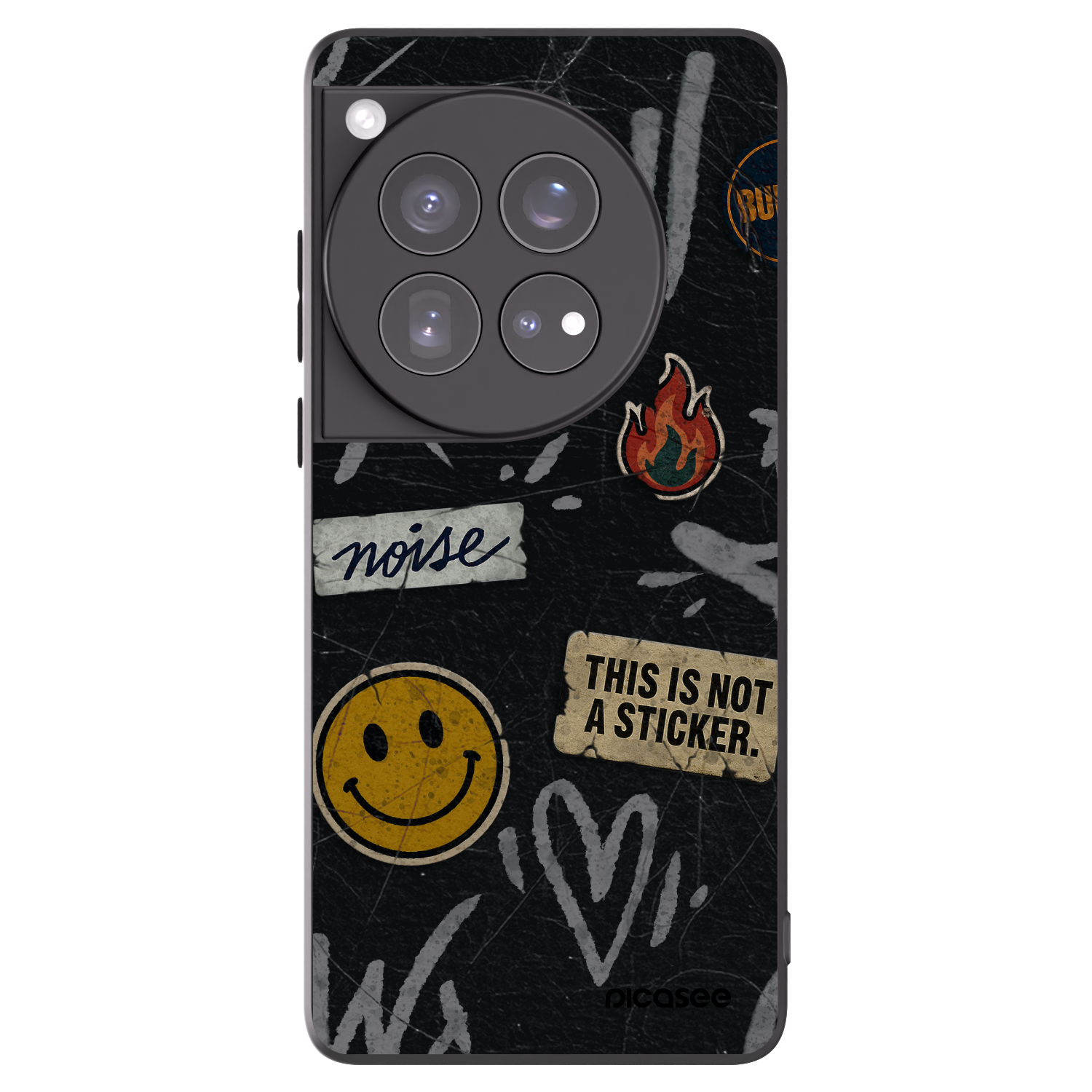 Picasee Μαύρη θήκη σιλικόνης για OnePlus 12 5G - STICKERS x TAGS