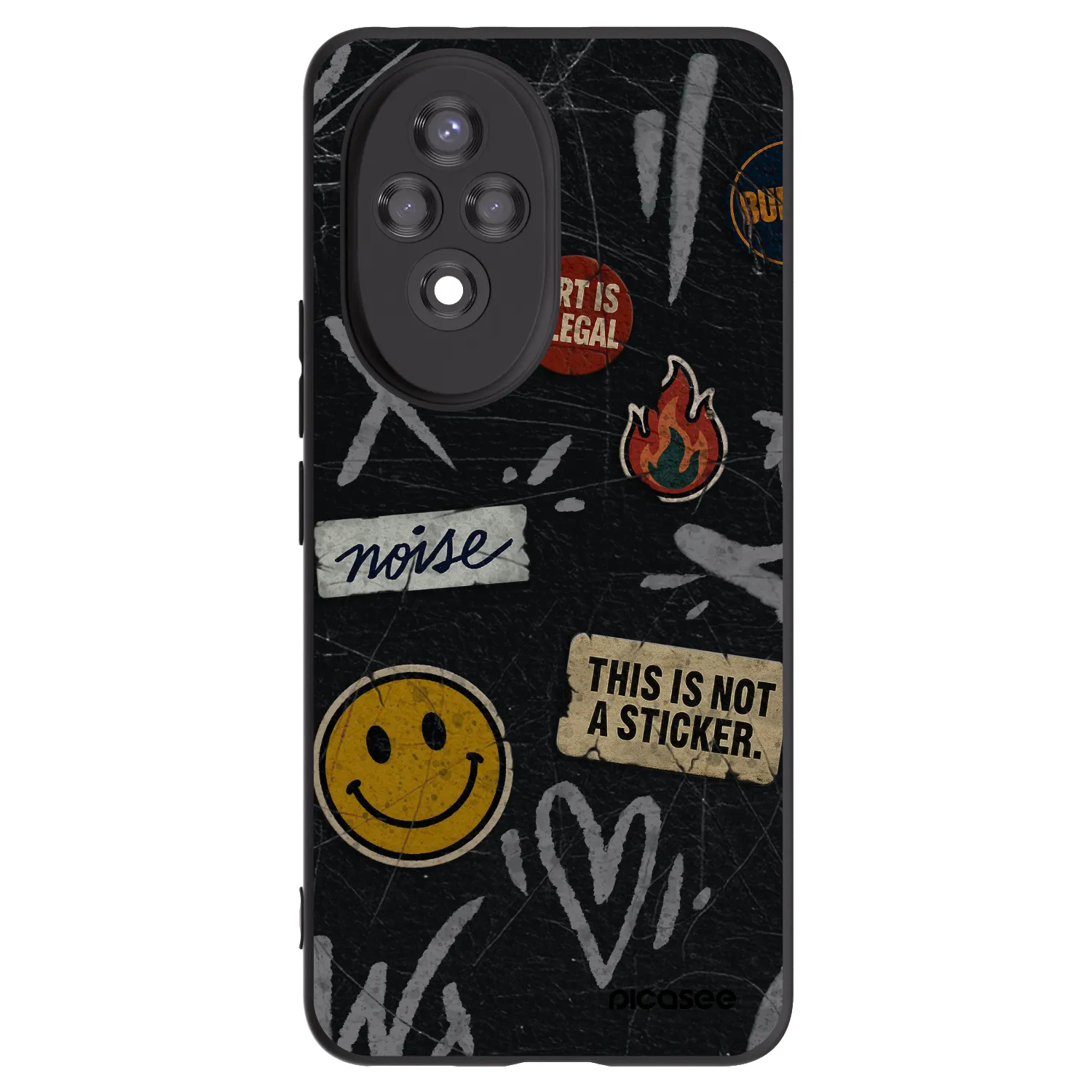 Picasee Μαύρη θήκη σιλικόνης για Honor 200 Pro 5G - STICKERS x TAGS