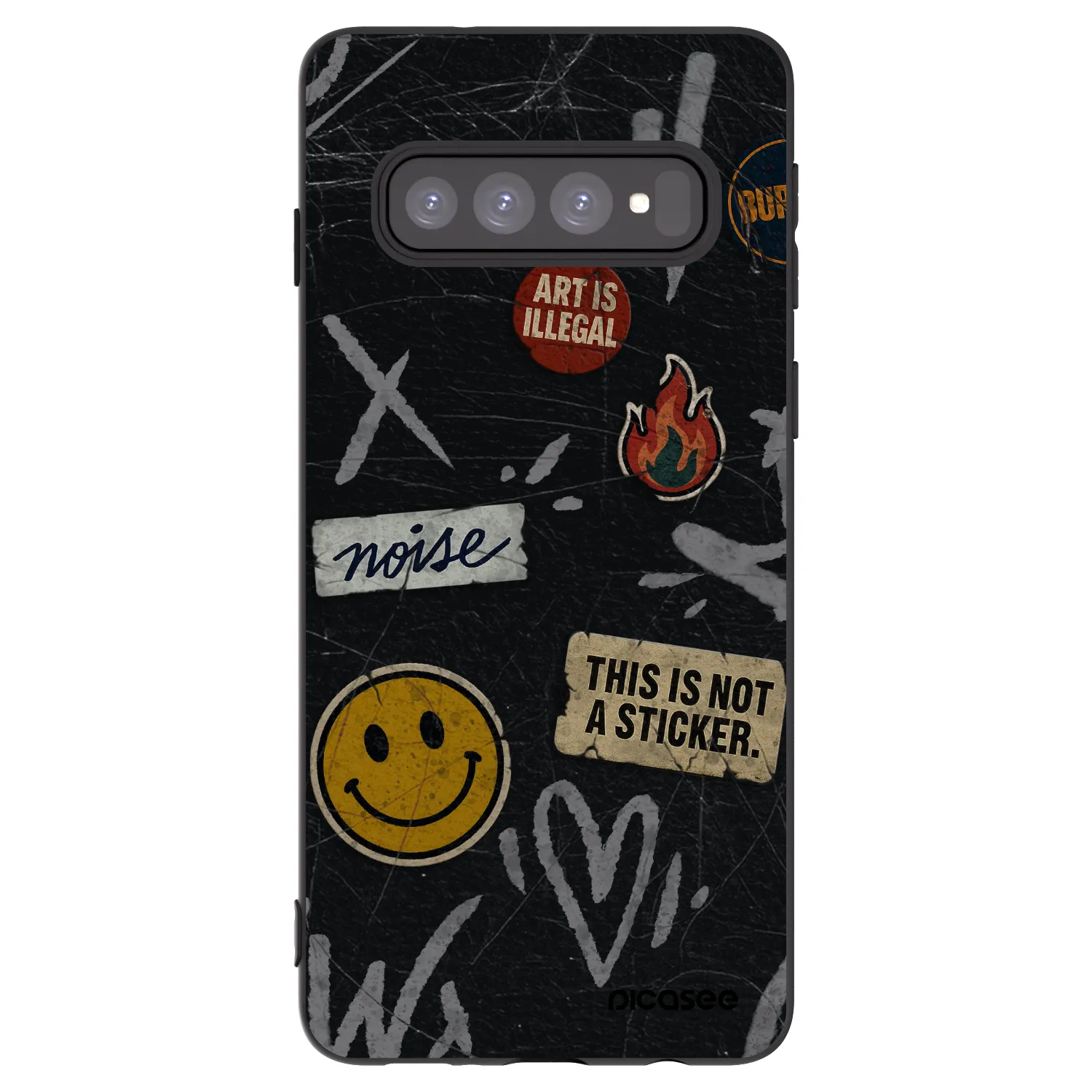 Picasee Μαύρη θήκη σιλικόνης για Samsung Galaxy S10 G973 - STICKERS x TAGS