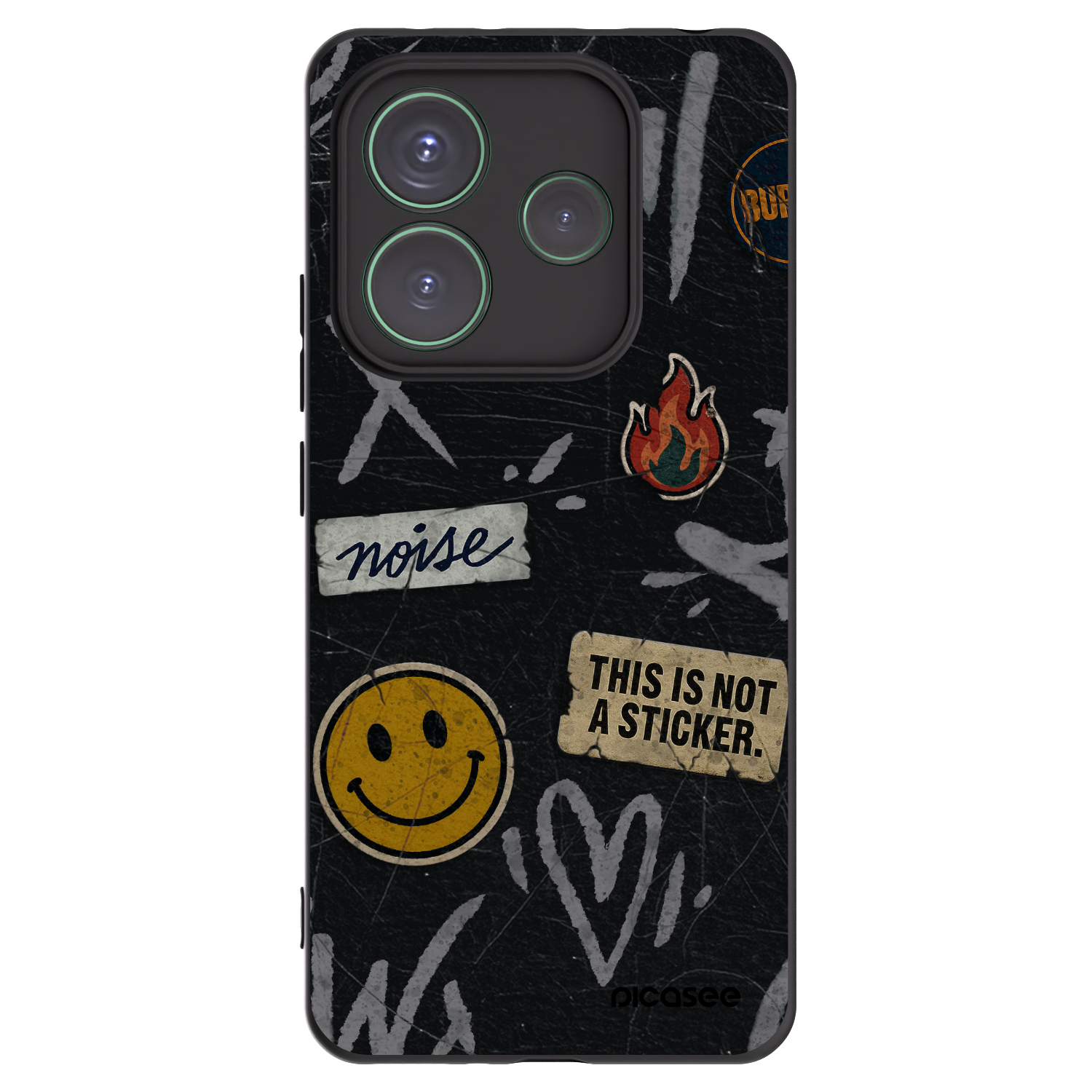 Picasee Μαύρη θήκη σιλικόνης για Xiaomi Redmi Note 14 5G - STICKERS x TAGS