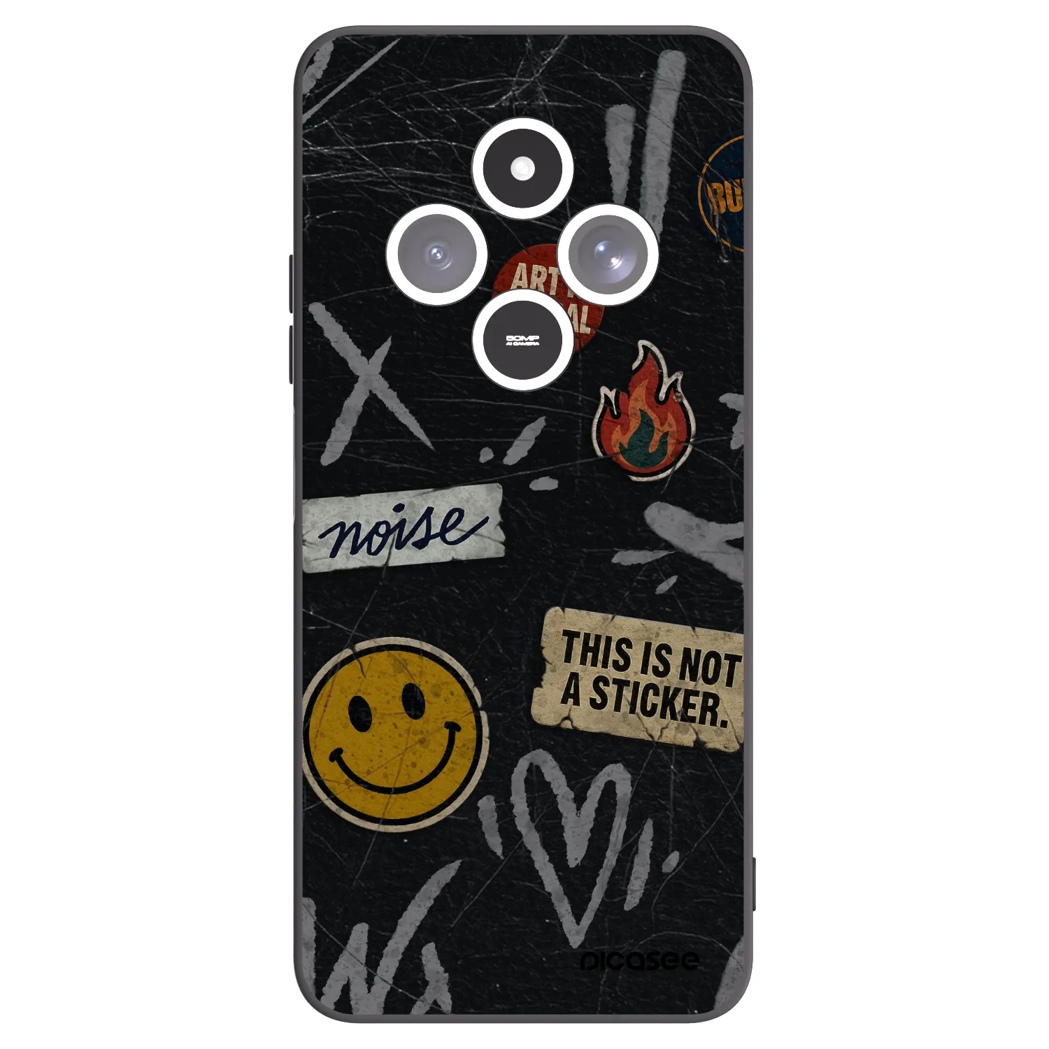 Picasee Μαύρη θήκη σιλικόνης για Xiaomi Redmi 14C - STICKERS x TAGS