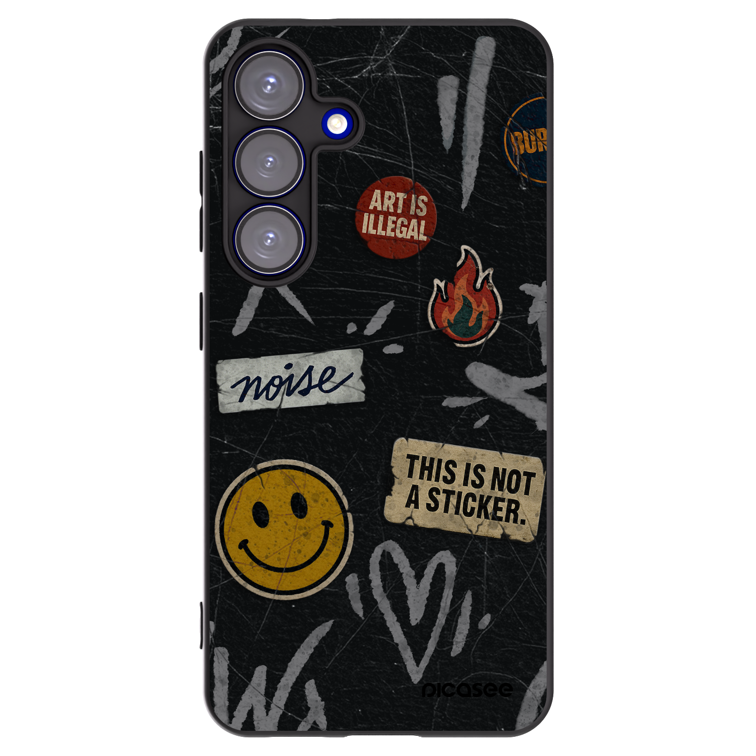 Picasee Μαύρη θήκη σιλικόνης για Samsung Galaxy S25 5G - STICKERS x TAGS