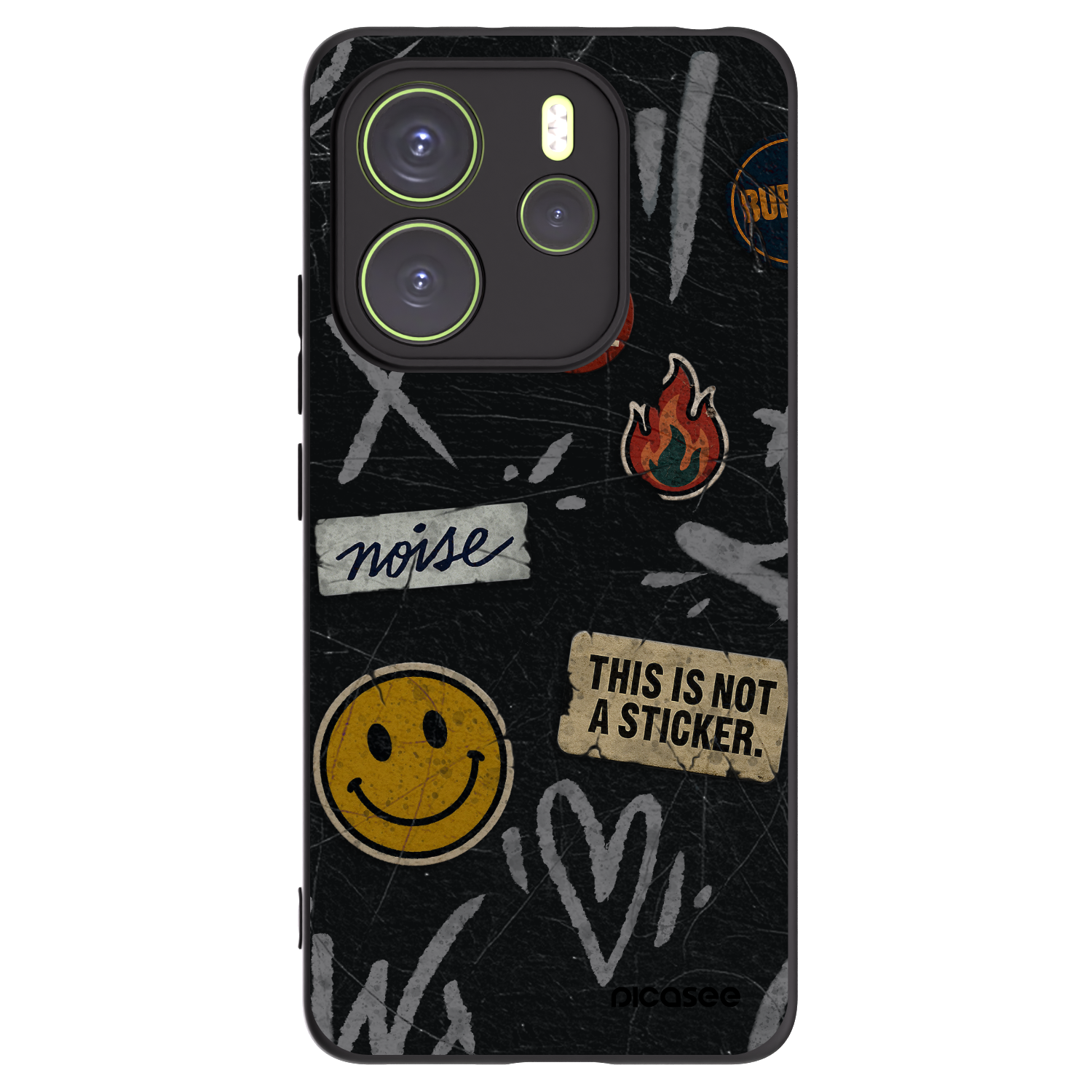 Picasee Μαύρη θήκη σιλικόνης για Xiaomi Redmi Note 14 4G - STICKERS x TAGS