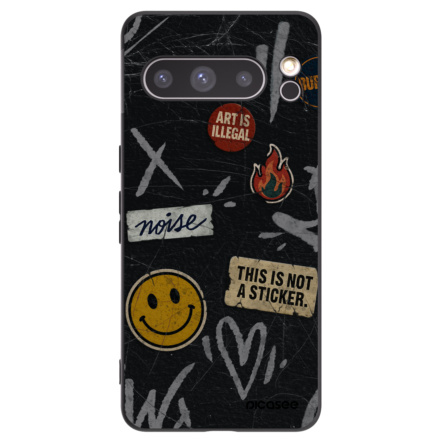 Picasee Μαύρη θήκη σιλικόνης για Google Pixel 8 Pro - STICKERS x TAGS