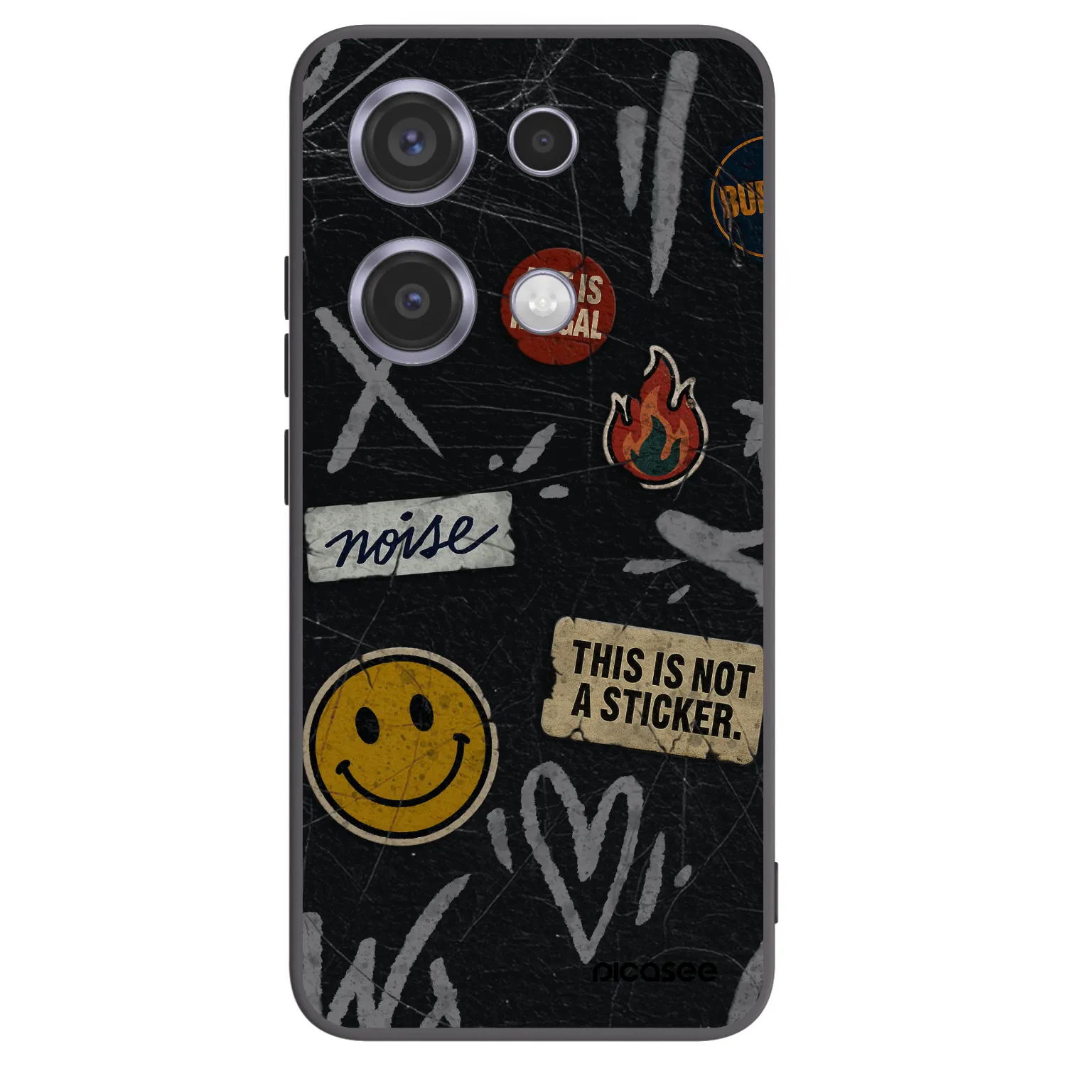 Picasee Μαύρη θήκη σιλικόνης για Xiaomi Redmi Note 14S - STICKERS x TAGS