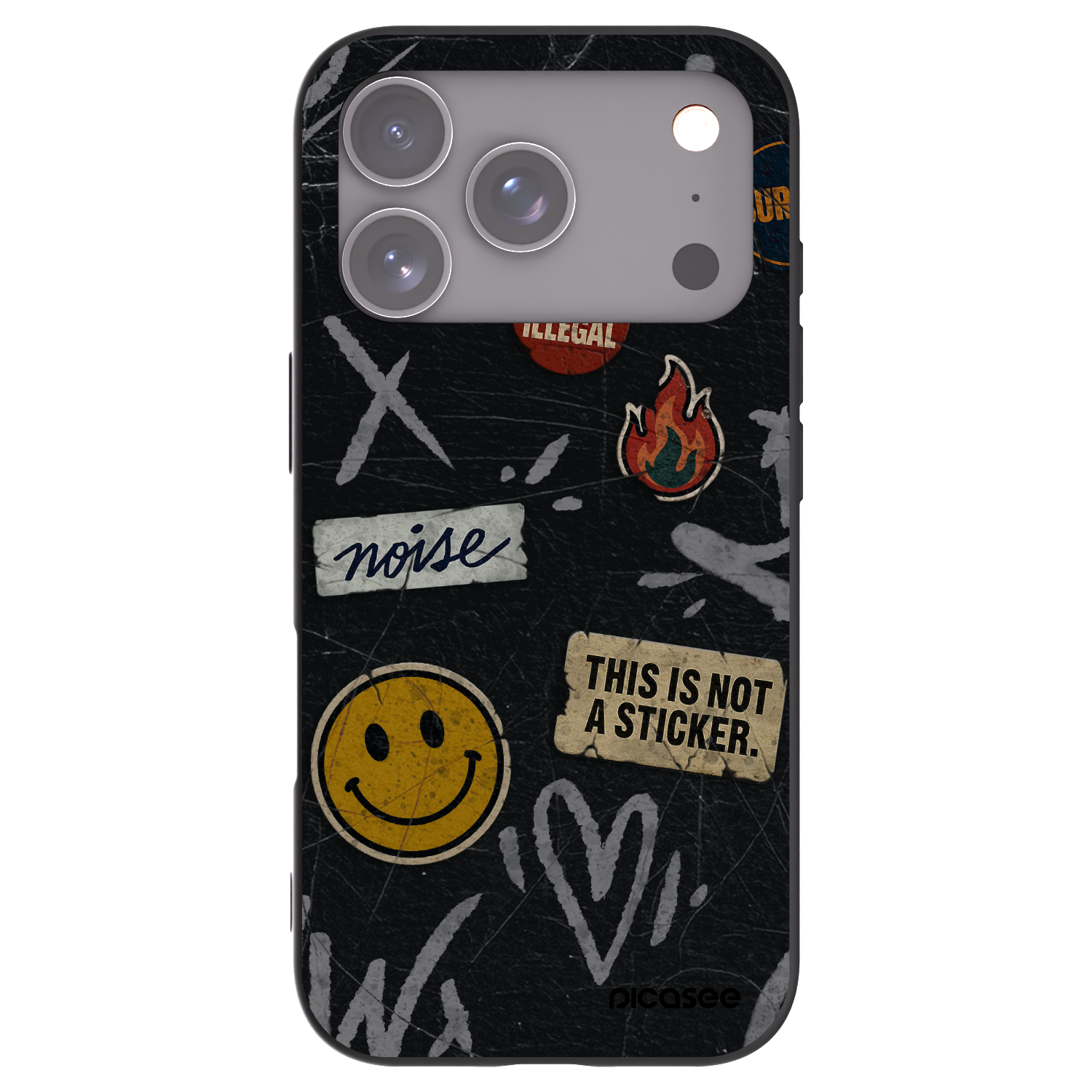 Picasee Μαύρη θήκη σιλικόνης για Apple iPhone 17 Pro - STICKERS x TAGS