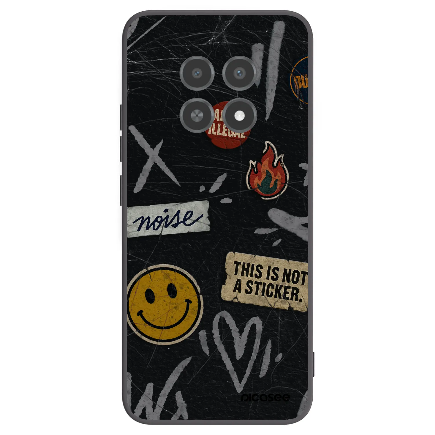 Picasee Μαύρη θήκη σιλικόνης για Realme 12X - STICKERS x TAGS