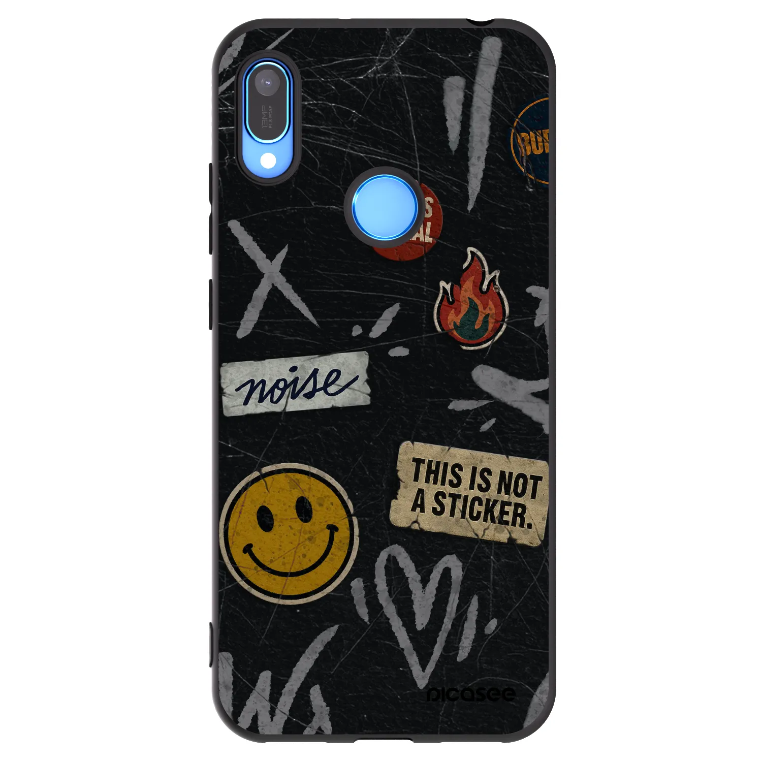 Picasee Μαύρη θήκη σιλικόνης για Huawei Y6 2019 - STICKERS x TAGS