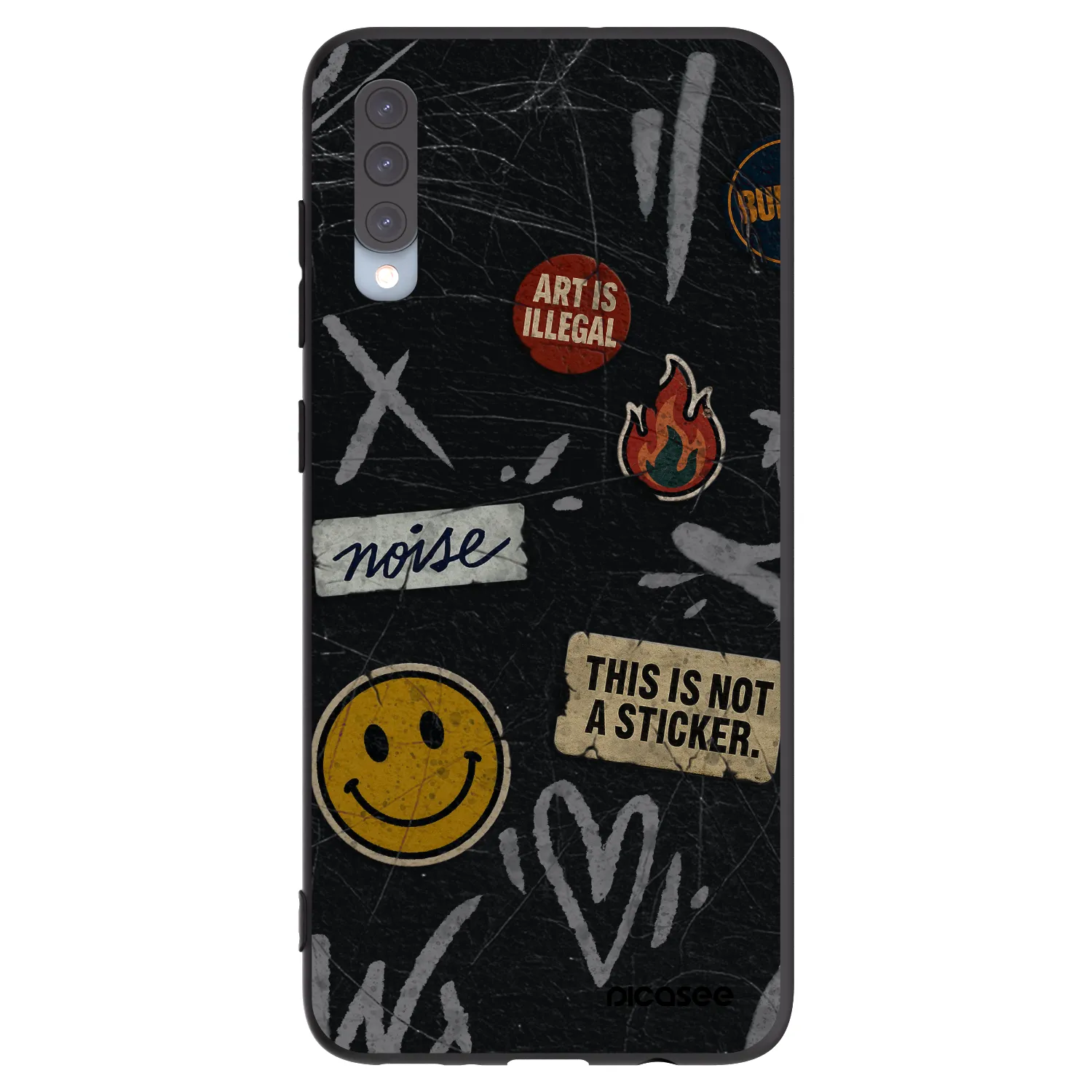 Picasee Μαύρη θήκη σιλικόνης για Samsung Galaxy A70 A705F - STICKERS x TAGS