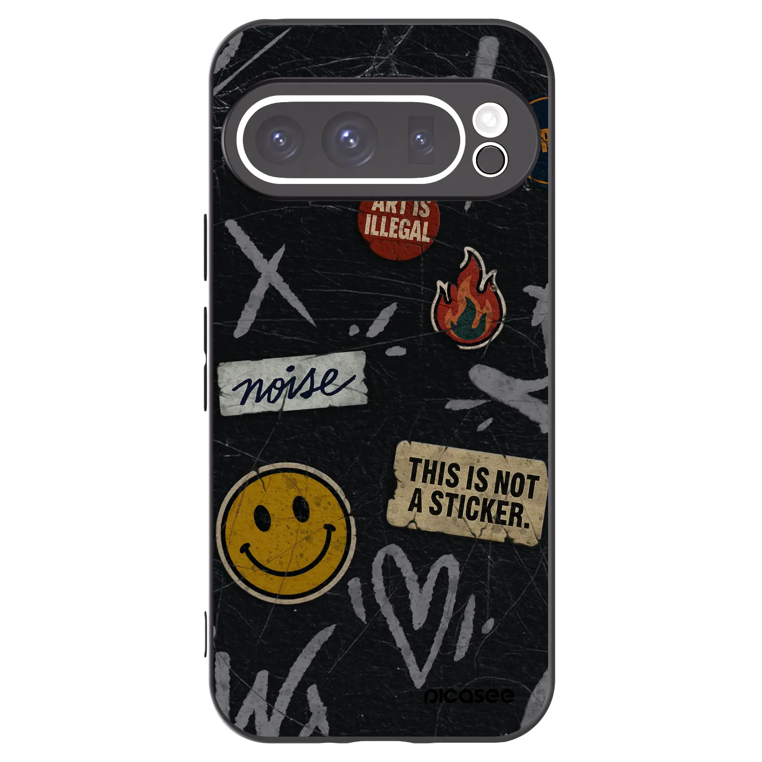 Picasee Μαύρη θήκη σιλικόνης για Google Pixel 9 Pro XL - STICKERS x TAGS