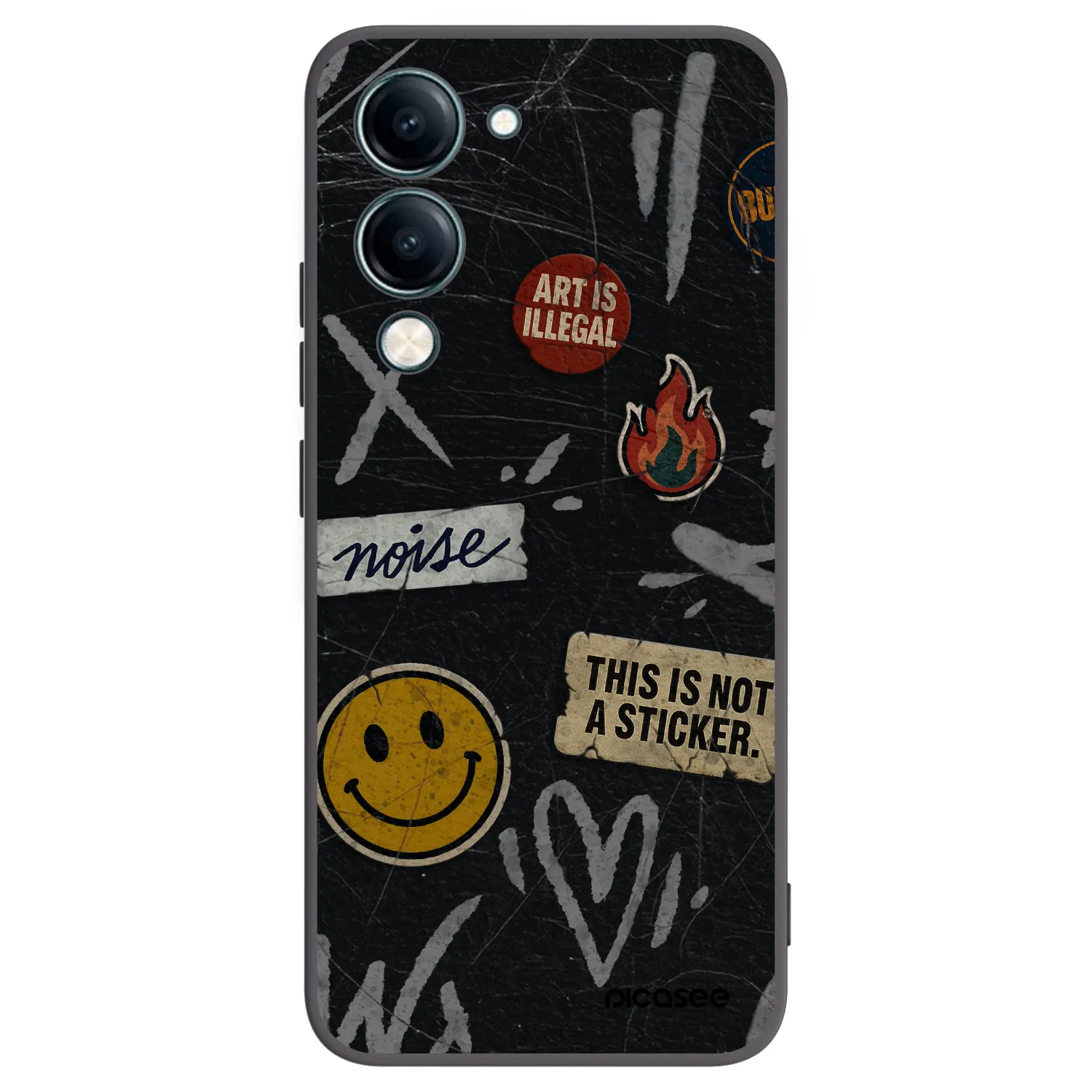 Picasee Μαύρη θήκη σιλικόνης για Vivo Y29s 5G - STICKERS x TAGS