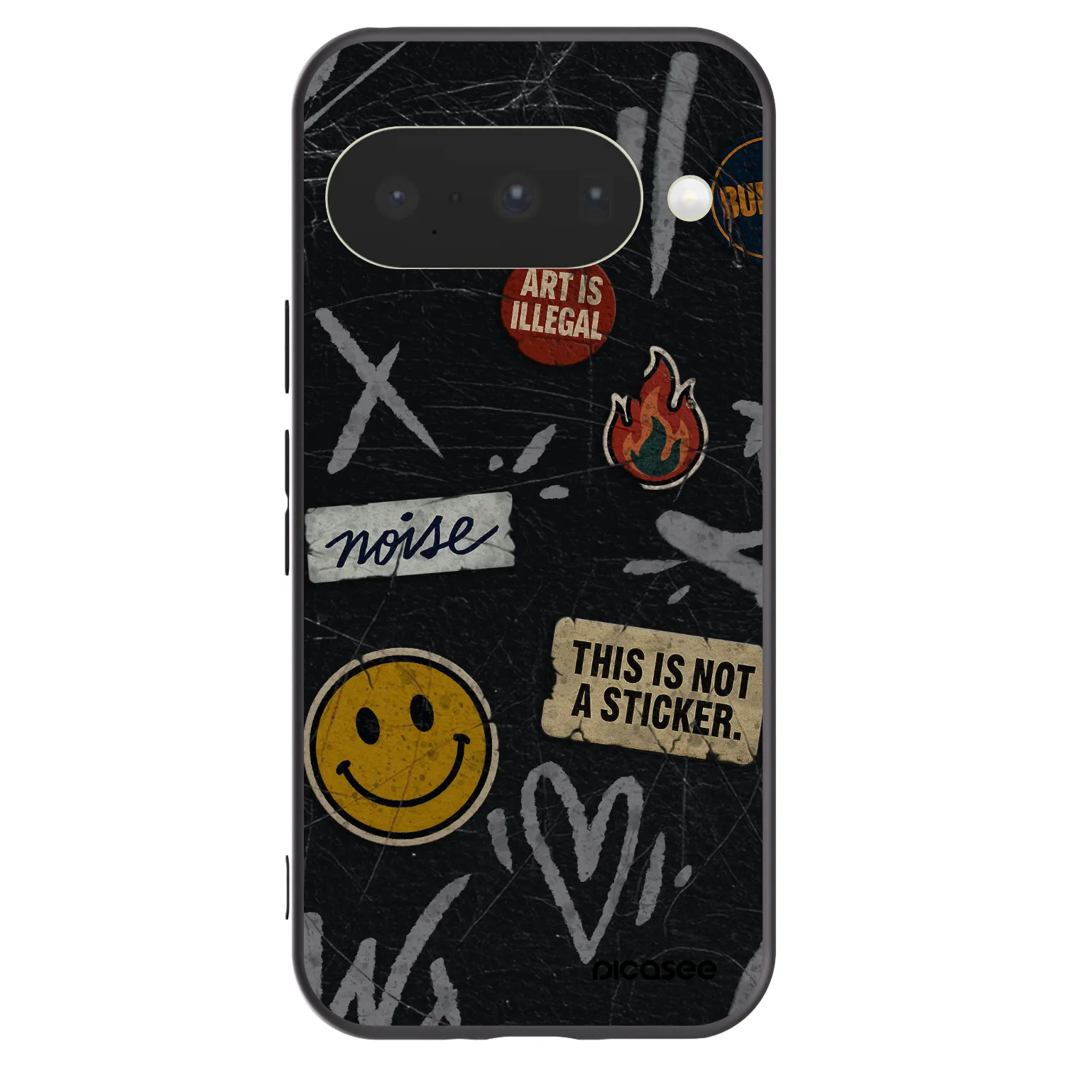 Picasee Μαύρη θήκη σιλικόνης για Google Pixel 10 - STICKERS x TAGS