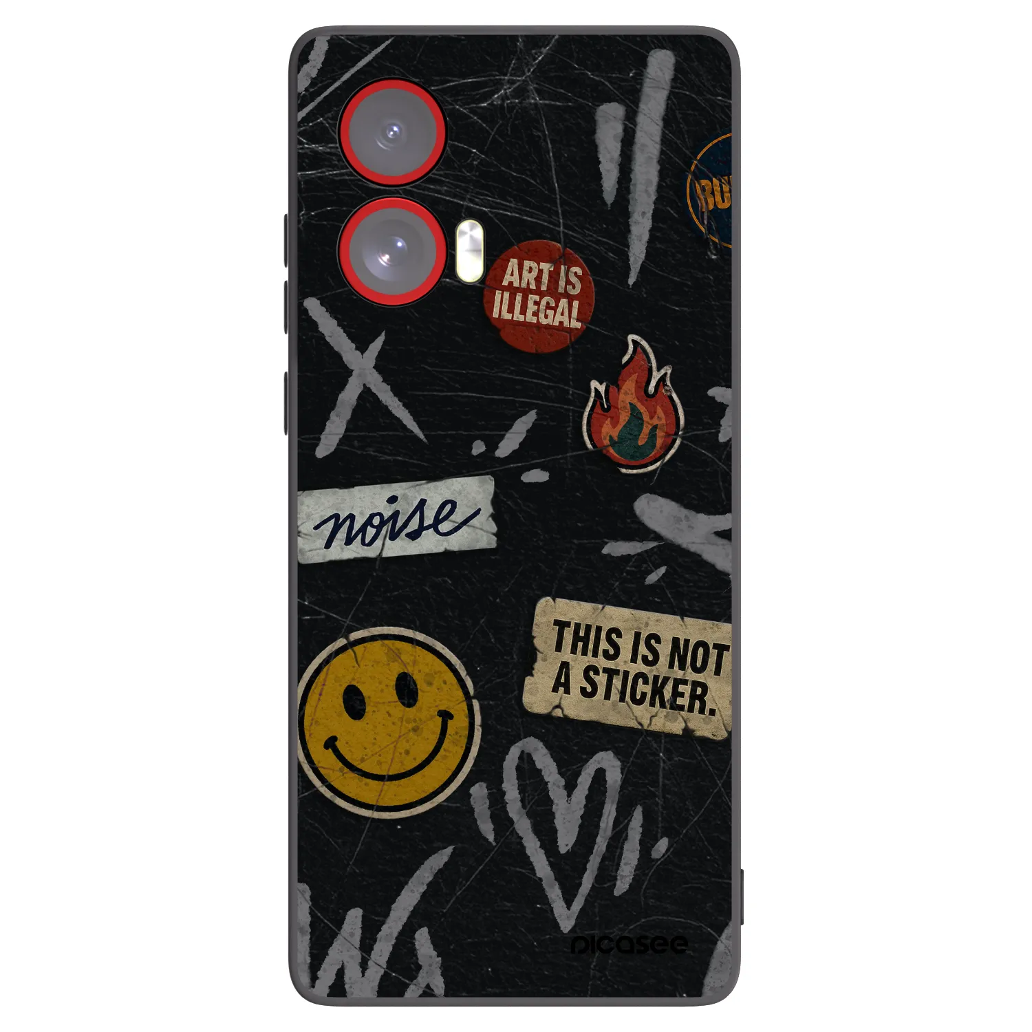 Picasee Μαύρη θήκη σιλικόνης για Motorola Edge 50 Fusion - STICKERS x TAGS