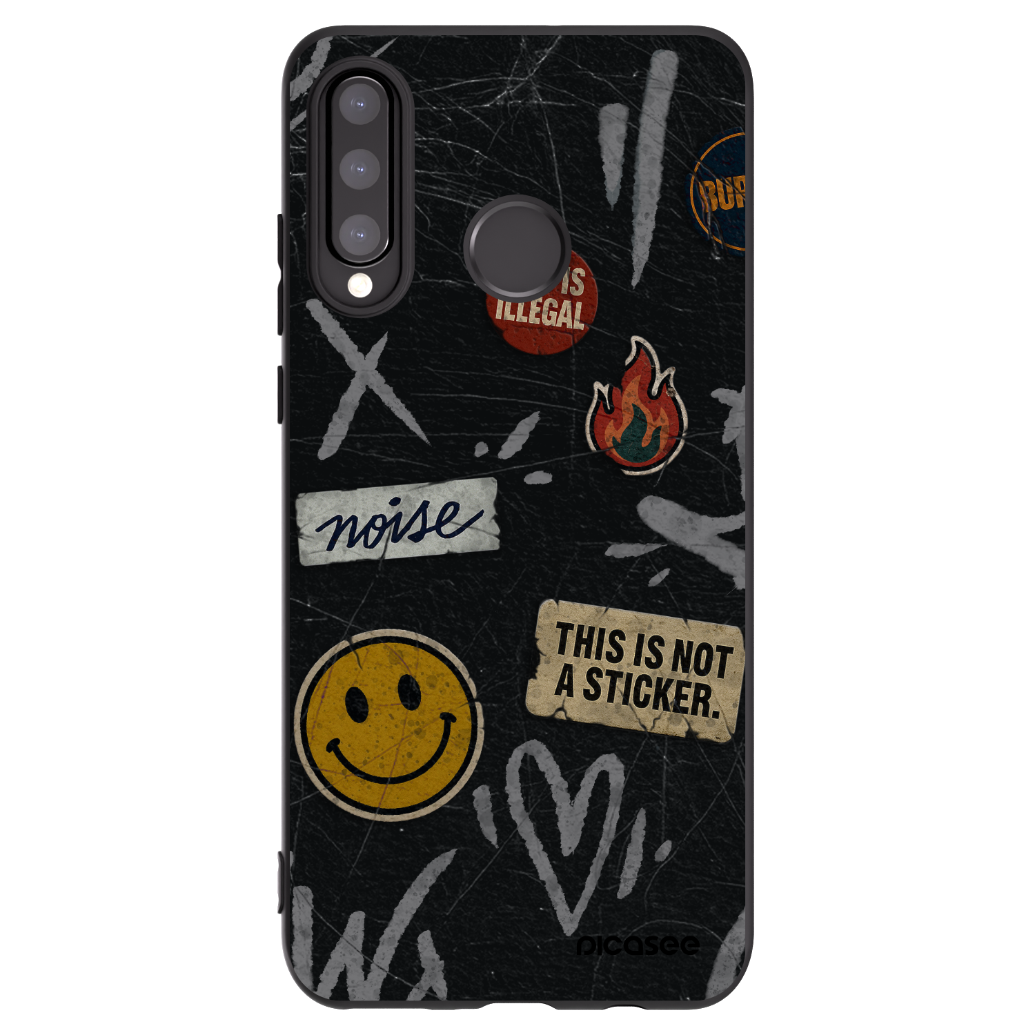 Picasee Μαύρη θήκη σιλικόνης για Huawei P30 Lite - STICKERS x TAGS