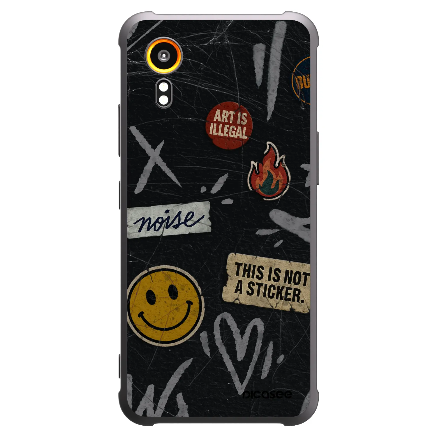 Picasee Μαύρη θήκη σιλικόνης για Samsung Galaxy Xcover 7 - STICKERS x TAGS