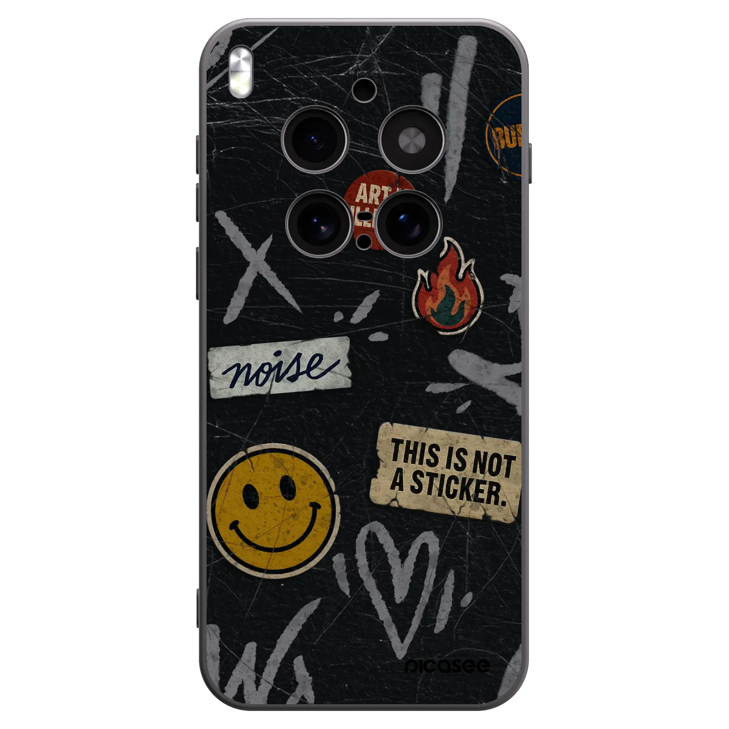 Picasee Μαύρη θήκη σιλικόνης για Vivo X300 Pro - STICKERS x TAGS