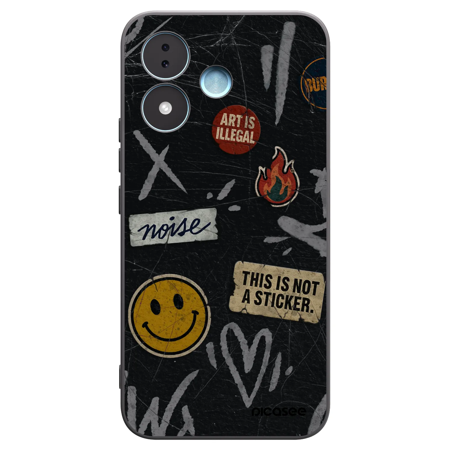 Picasee Μαύρη θήκη σιλικόνης για Xiaomi Redmi Note 17 5G - STICKERS x TAGS