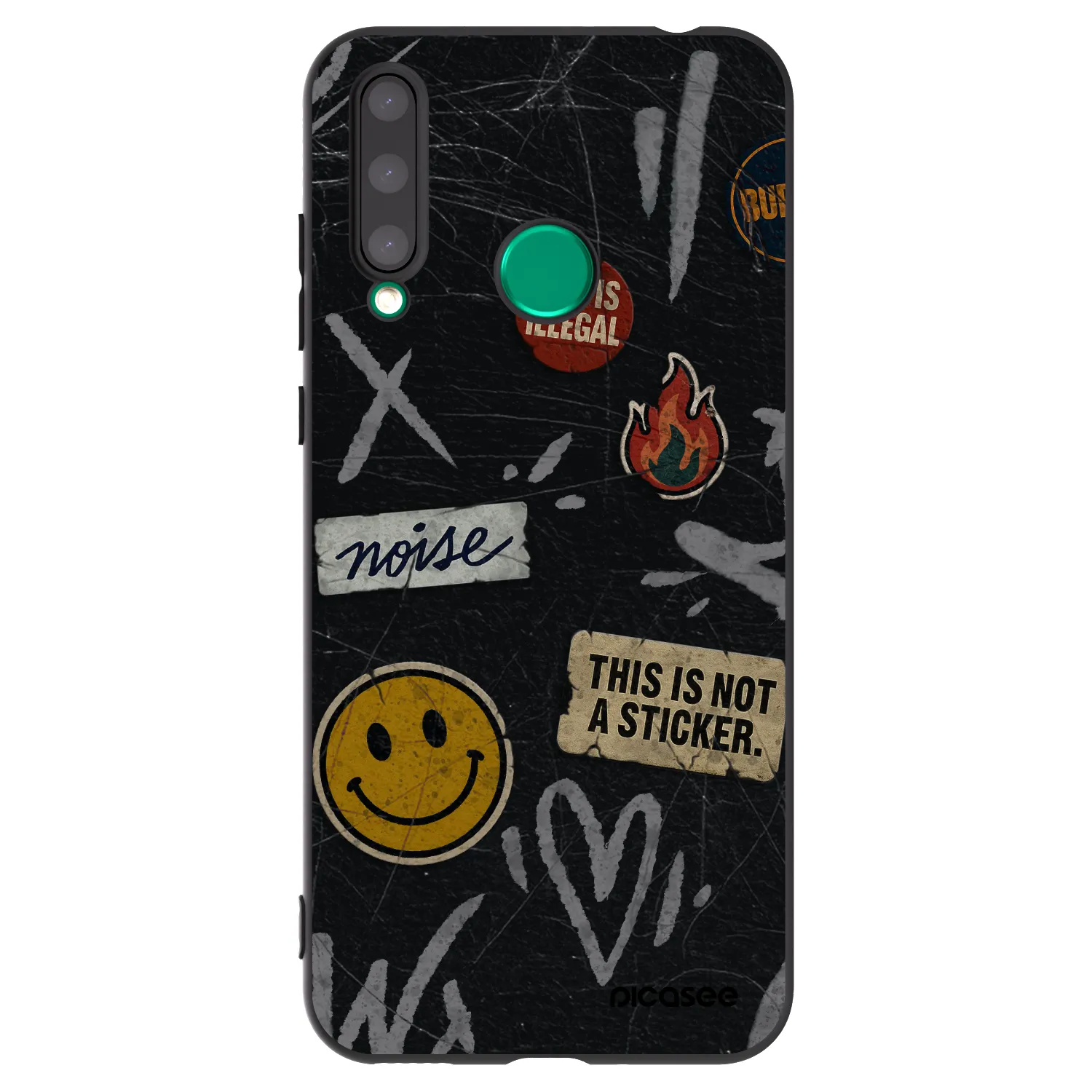 Picasee Μαύρη θήκη σιλικόνης για Honor 20 Lite - STICKERS x TAGS