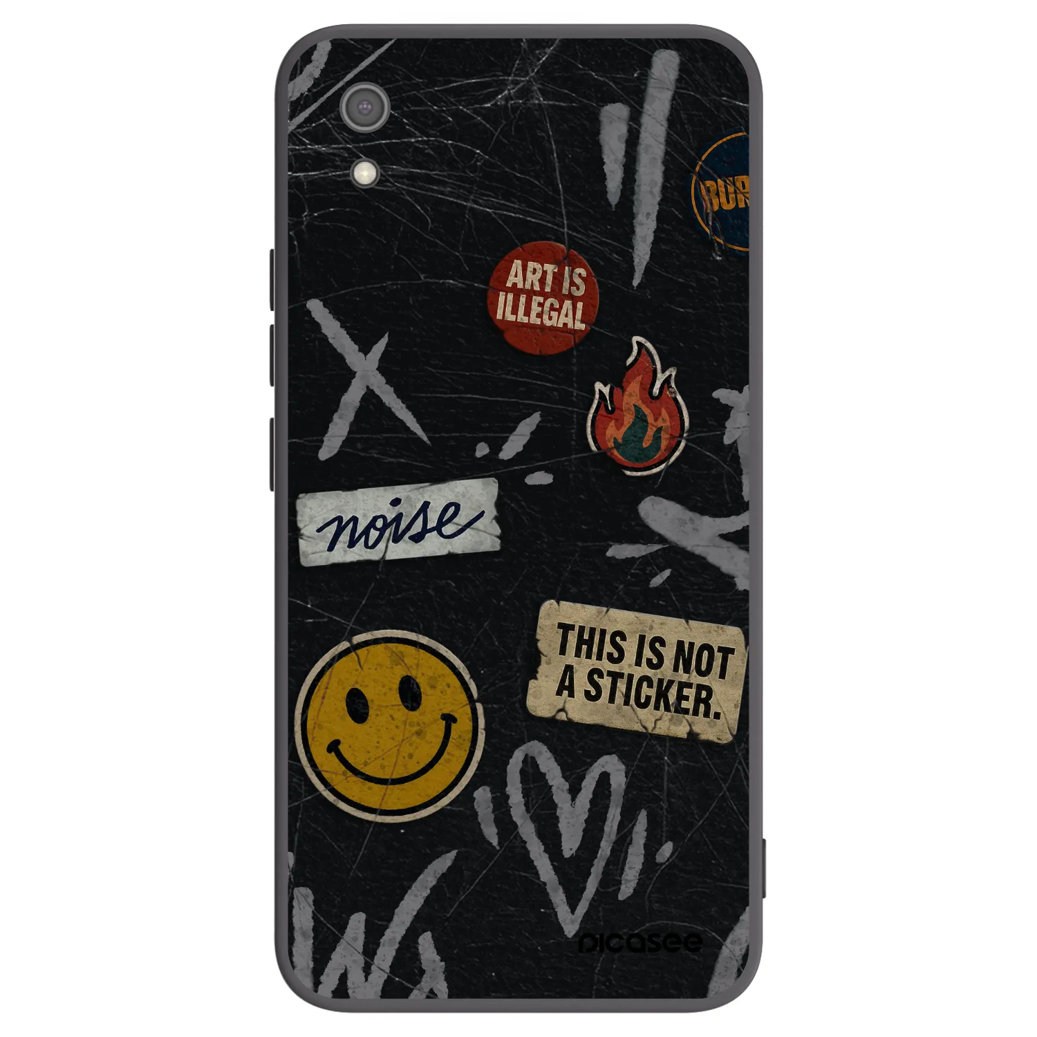 Picasee Μαύρη θήκη σιλικόνης για Xiaomi Redmi 7A - STICKERS x TAGS