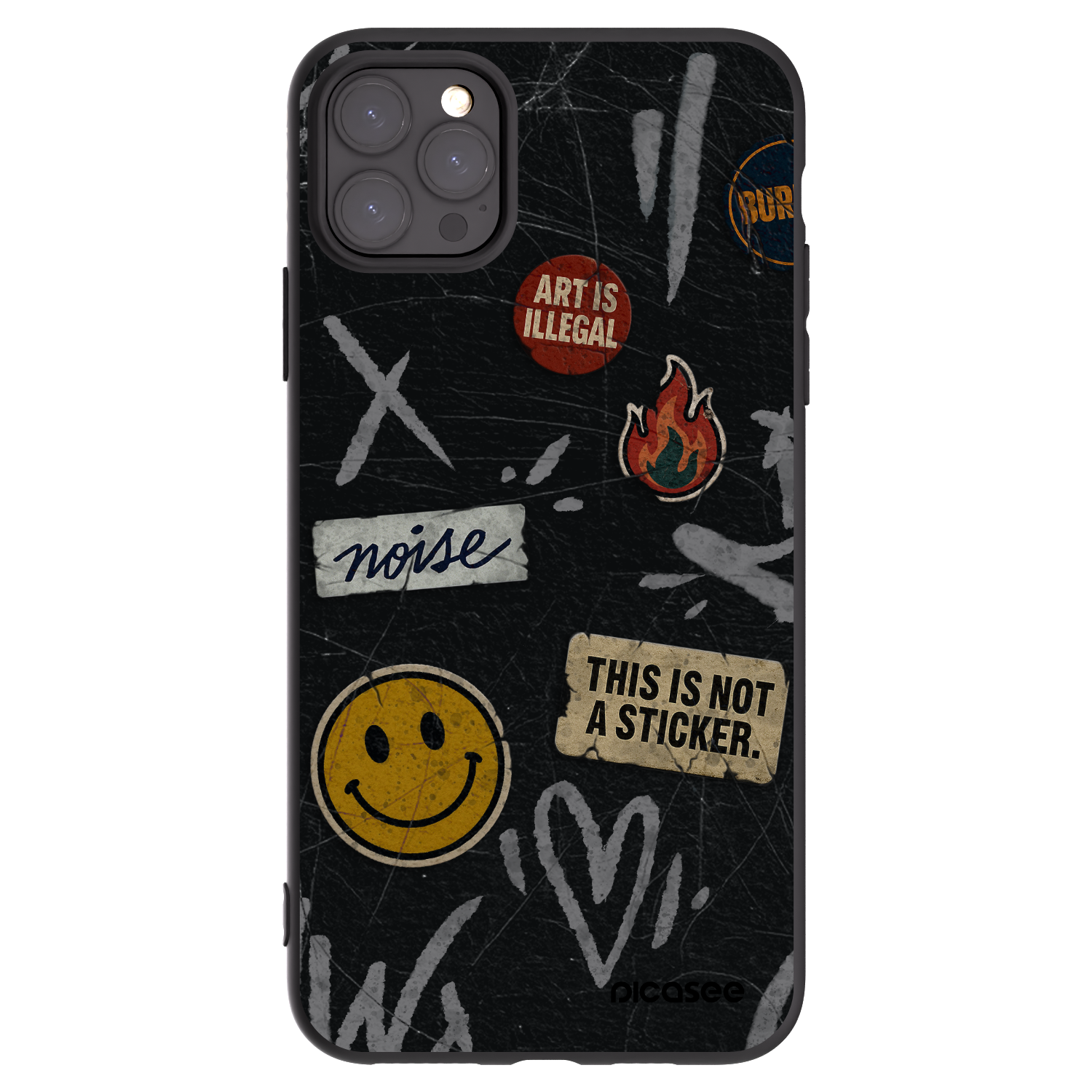 Picasee Μαύρη θήκη σιλικόνης για Apple iPhone 11 Pro Max - STICKERS x TAGS