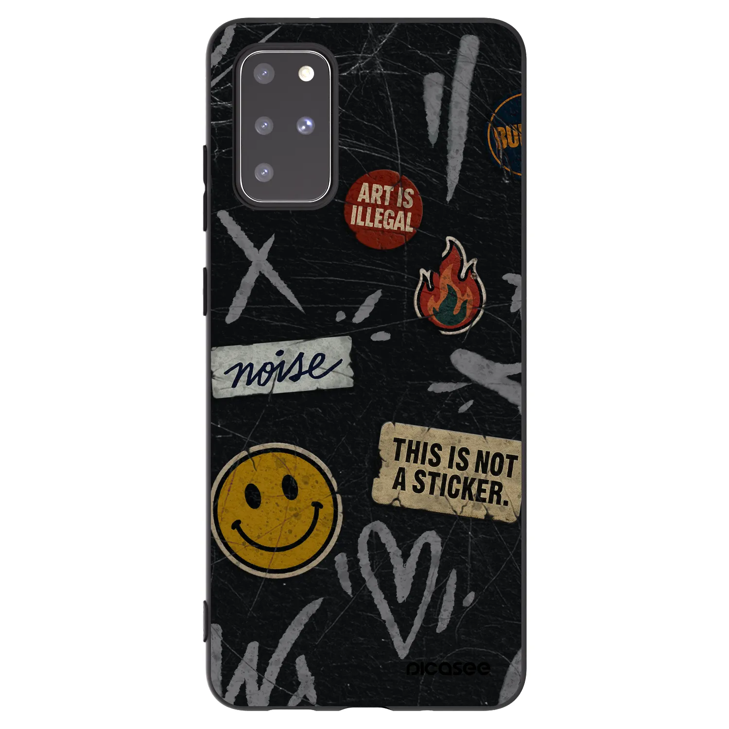 Picasee Μαύρη θήκη σιλικόνης για Samsung Galaxy S20+ G985F - STICKERS x TAGS