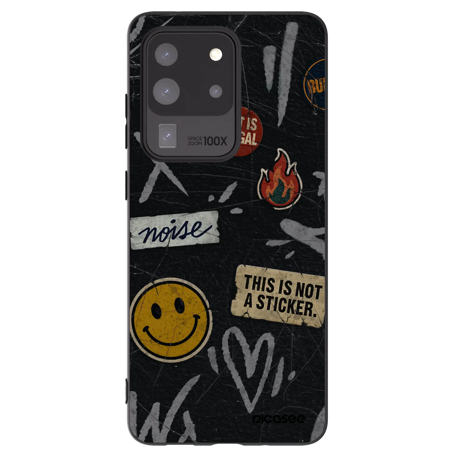 Picasee Μαύρη θήκη σιλικόνης για Samsung Galaxy S20 Ultra 5G G988F - STICKERS x TAGS