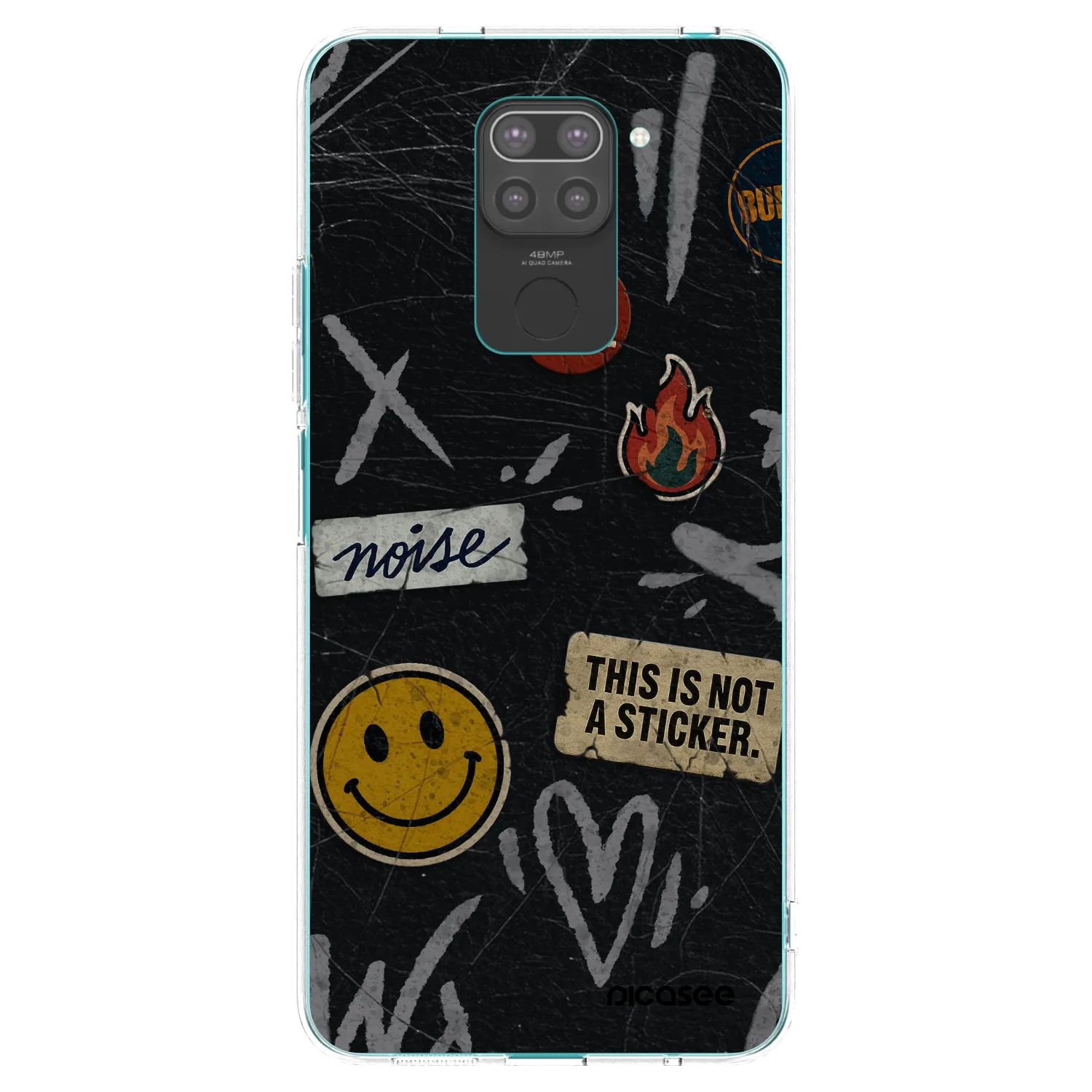 Picasee Μαύρη θήκη σιλικόνης για Xiaomi Redmi Note 9 - STICKERS x TAGS