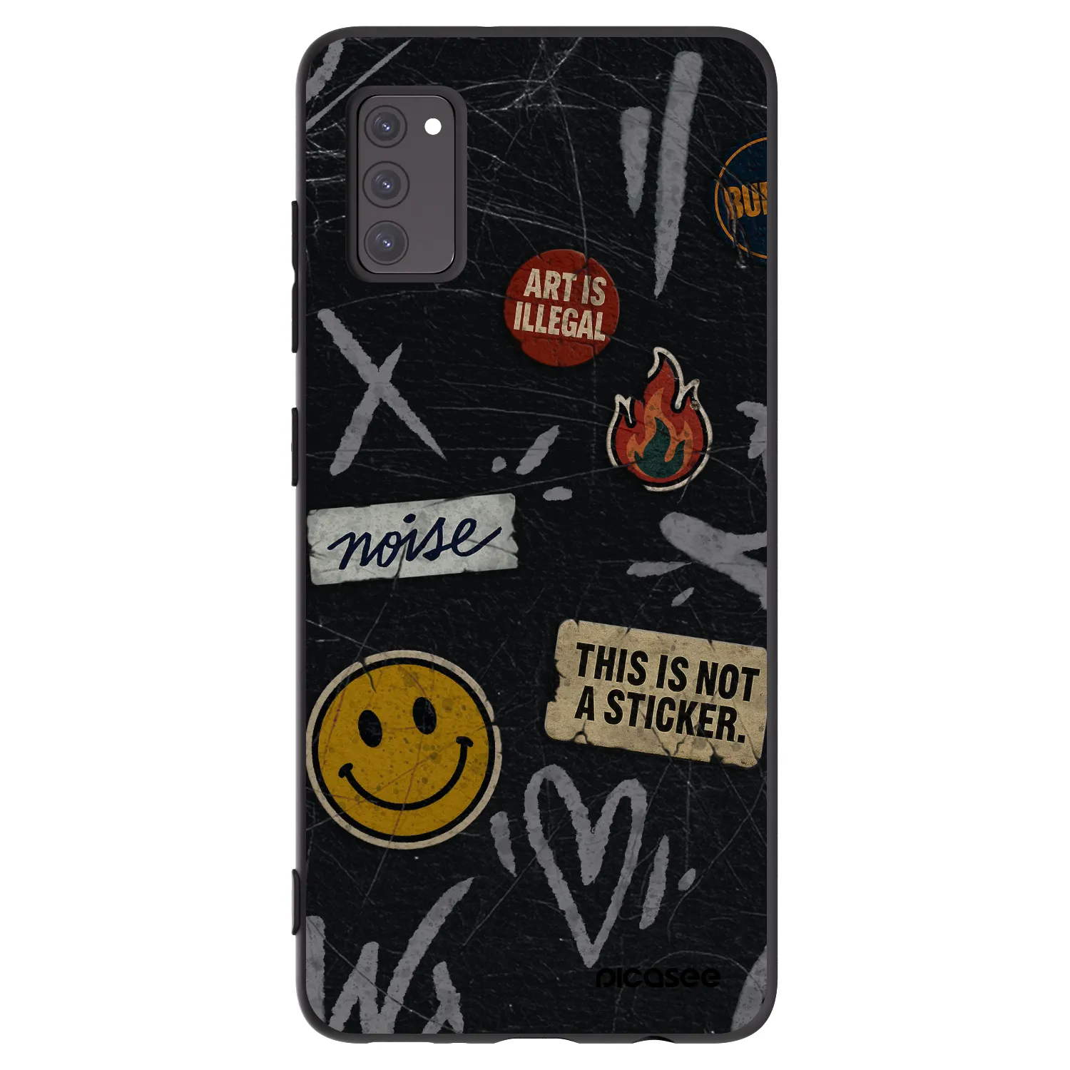Picasee Μαύρη θήκη σιλικόνης για Samsung Galaxy A41 A415F - STICKERS x TAGS