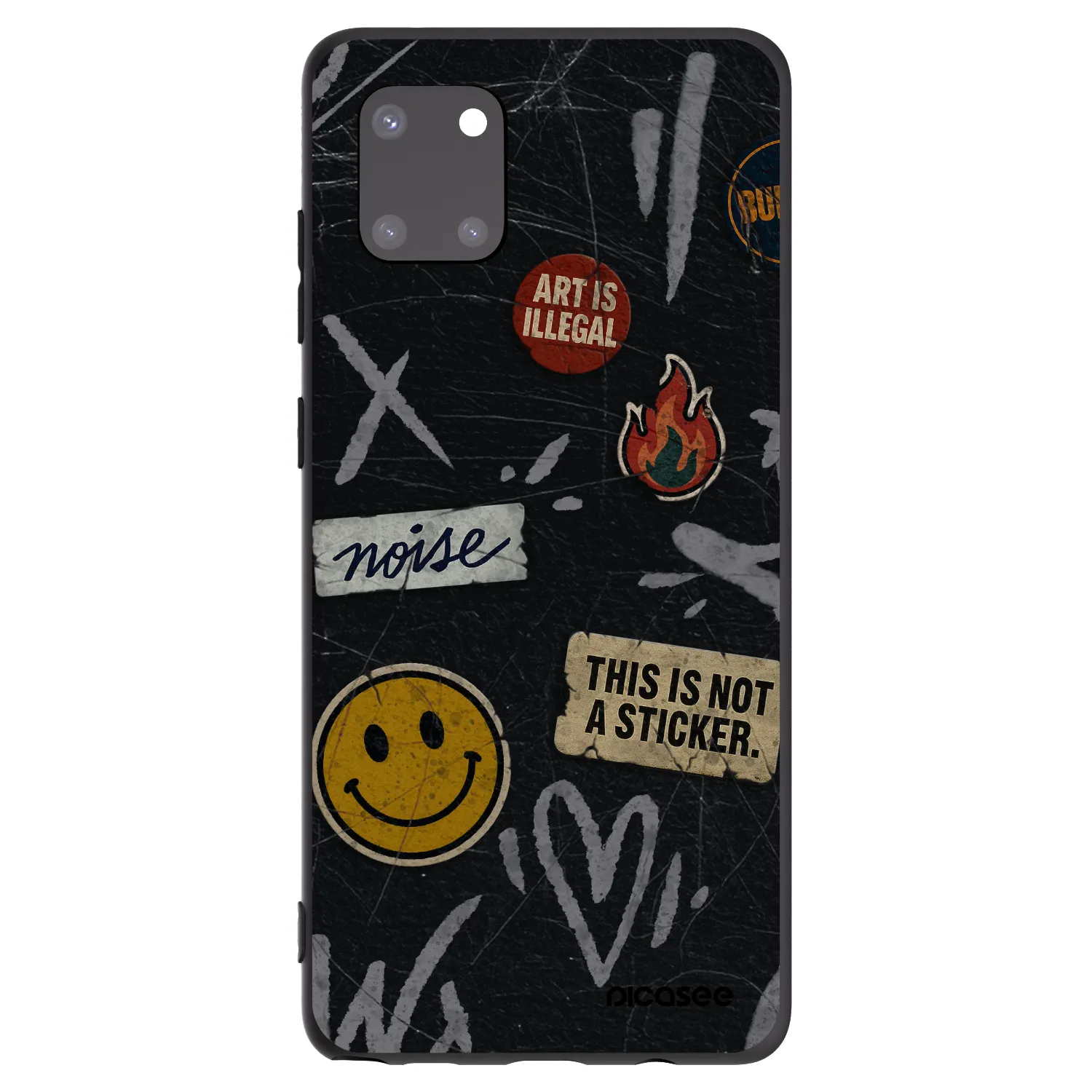 Picasee Μαύρη θήκη σιλικόνης για Samsung Galaxy Note 10 Lite N770F - STICKERS x TAGS