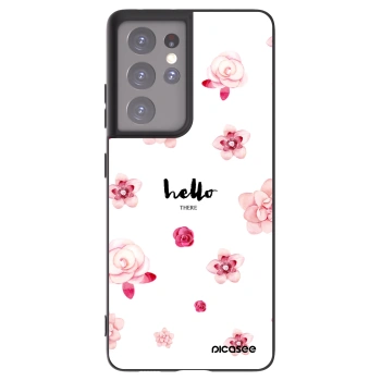 Picasee Μαύρη θήκη σιλικόνης για Samsung Galaxy S21 Ultra 5G G998B - Hello there