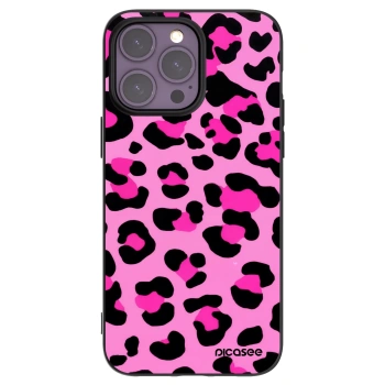 Picasee Μαύρη θήκη σιλικόνης για Apple iPhone 14 Pro Max - Pink Tiger