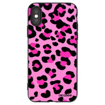 Picasee Μαύρη θήκη σιλικόνης για Apple iPhone X/XS - Pink Tiger