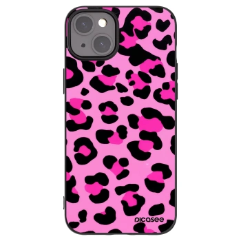Picasee Μαύρη θήκη σιλικόνης για Apple iPhone 15 Plus - Pink Tiger