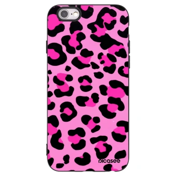 Picasee Μαύρη θήκη σιλικόνης για Apple iPhone 6/6S - Pink Tiger