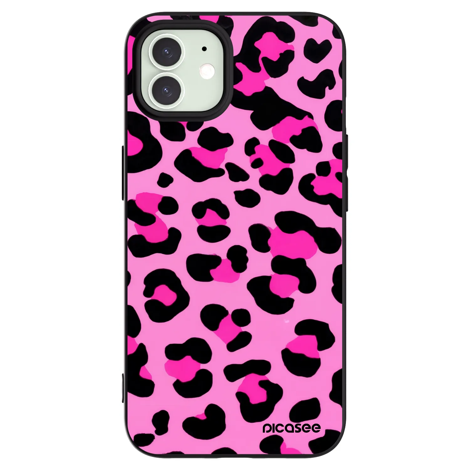 Picasee Μαύρη θήκη σιλικόνης για Apple iPhone 12 - Pink Tiger