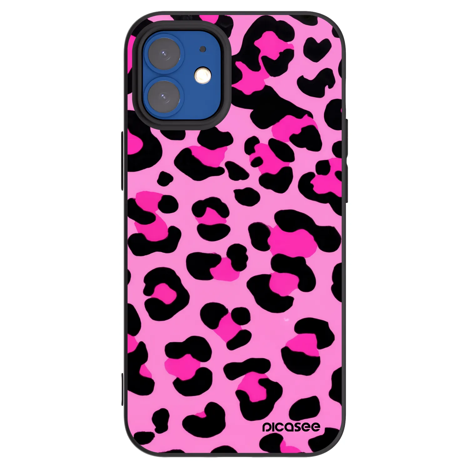 Picasee Μαύρη θήκη σιλικόνης για Apple iPhone 12 mini - Pink Tiger